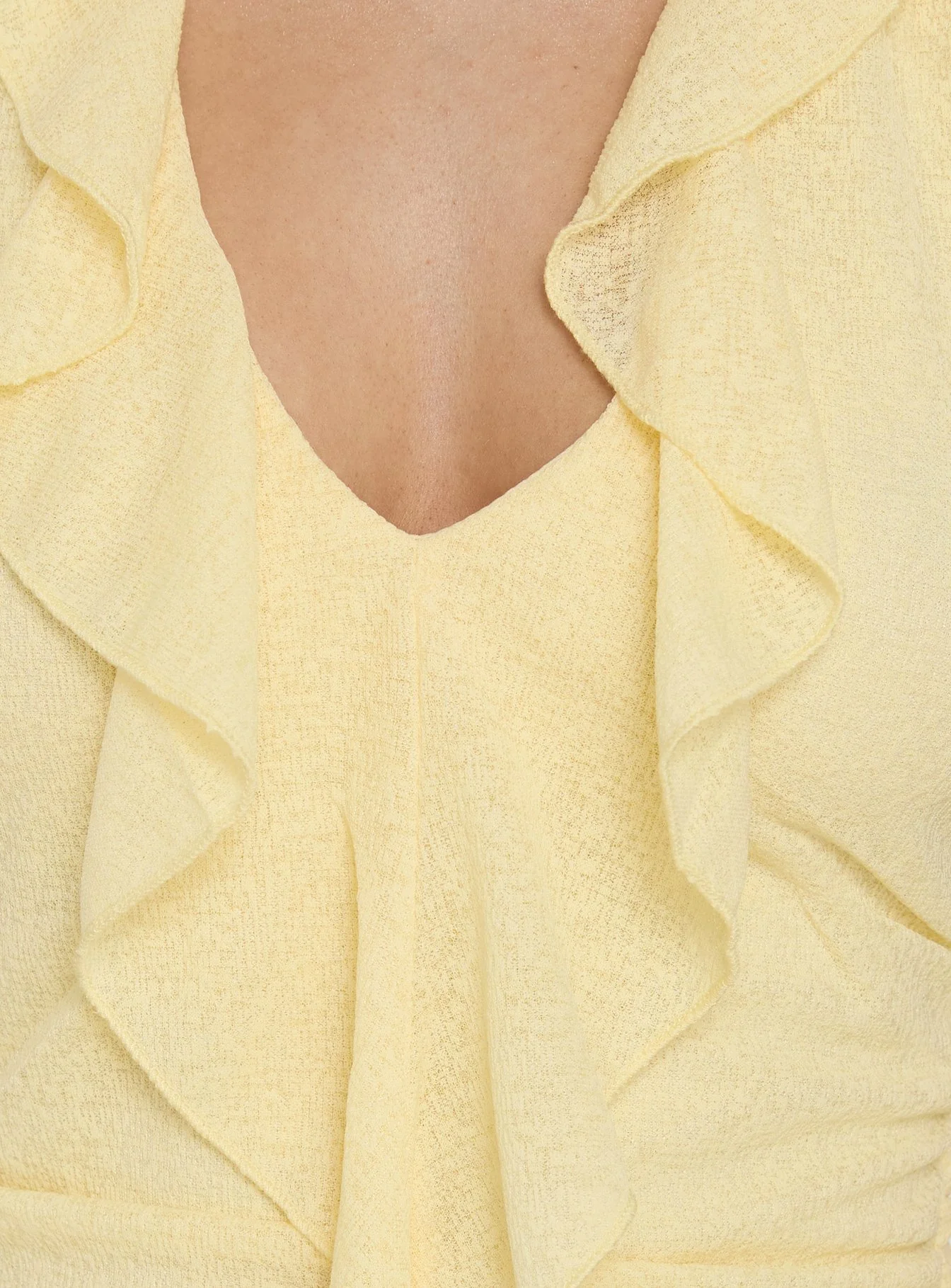 Leyda Plunge Frill Maxi Dress Yellow - Image 5