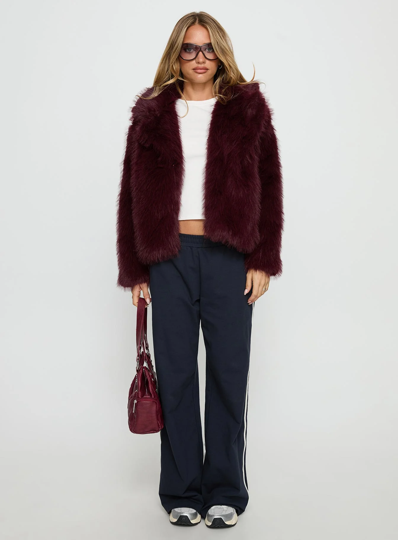 Liannah Faux Fur Jacket Red - Image 7
