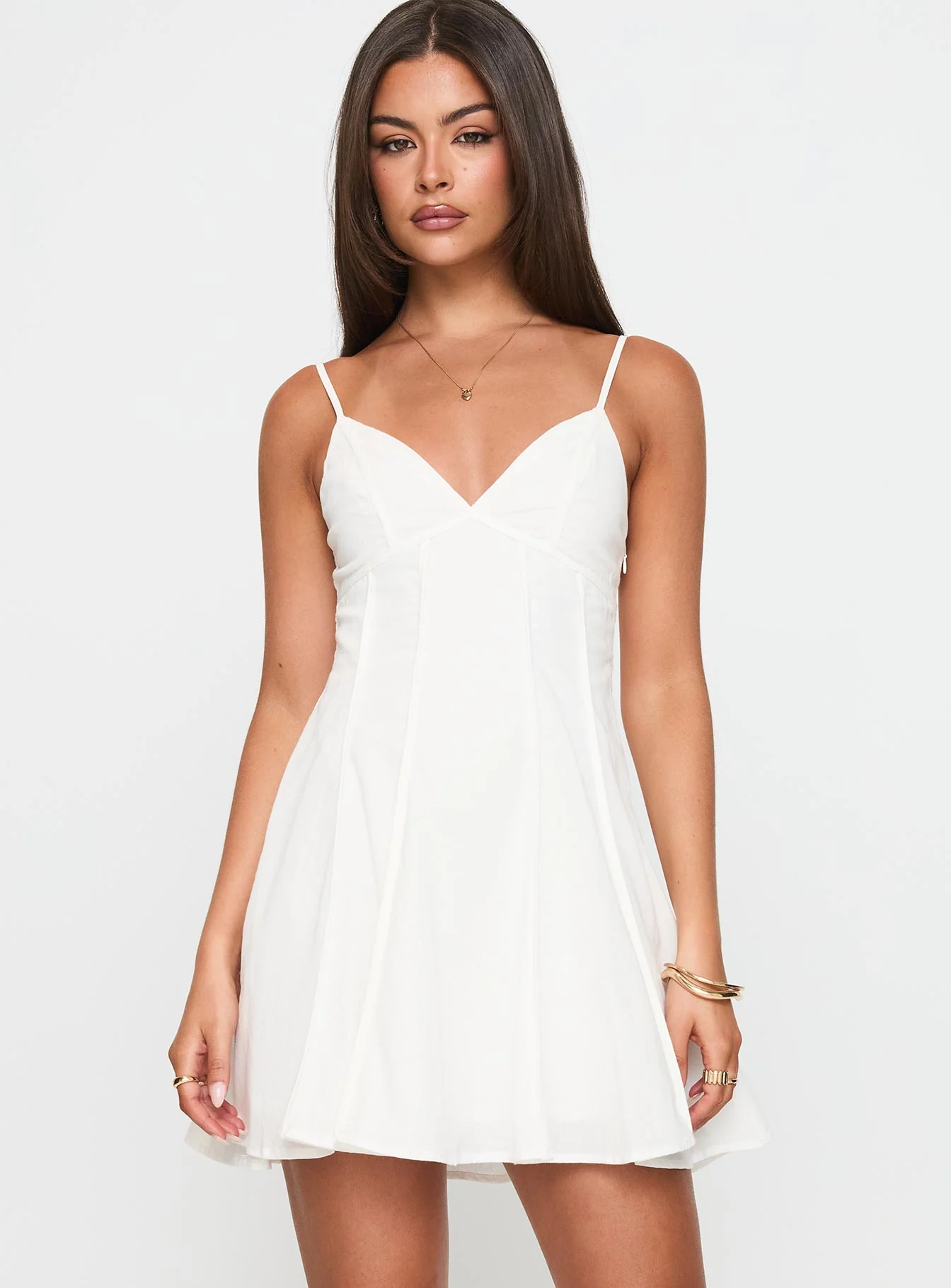 Libertie Pleat Mini Dress White - Image 2