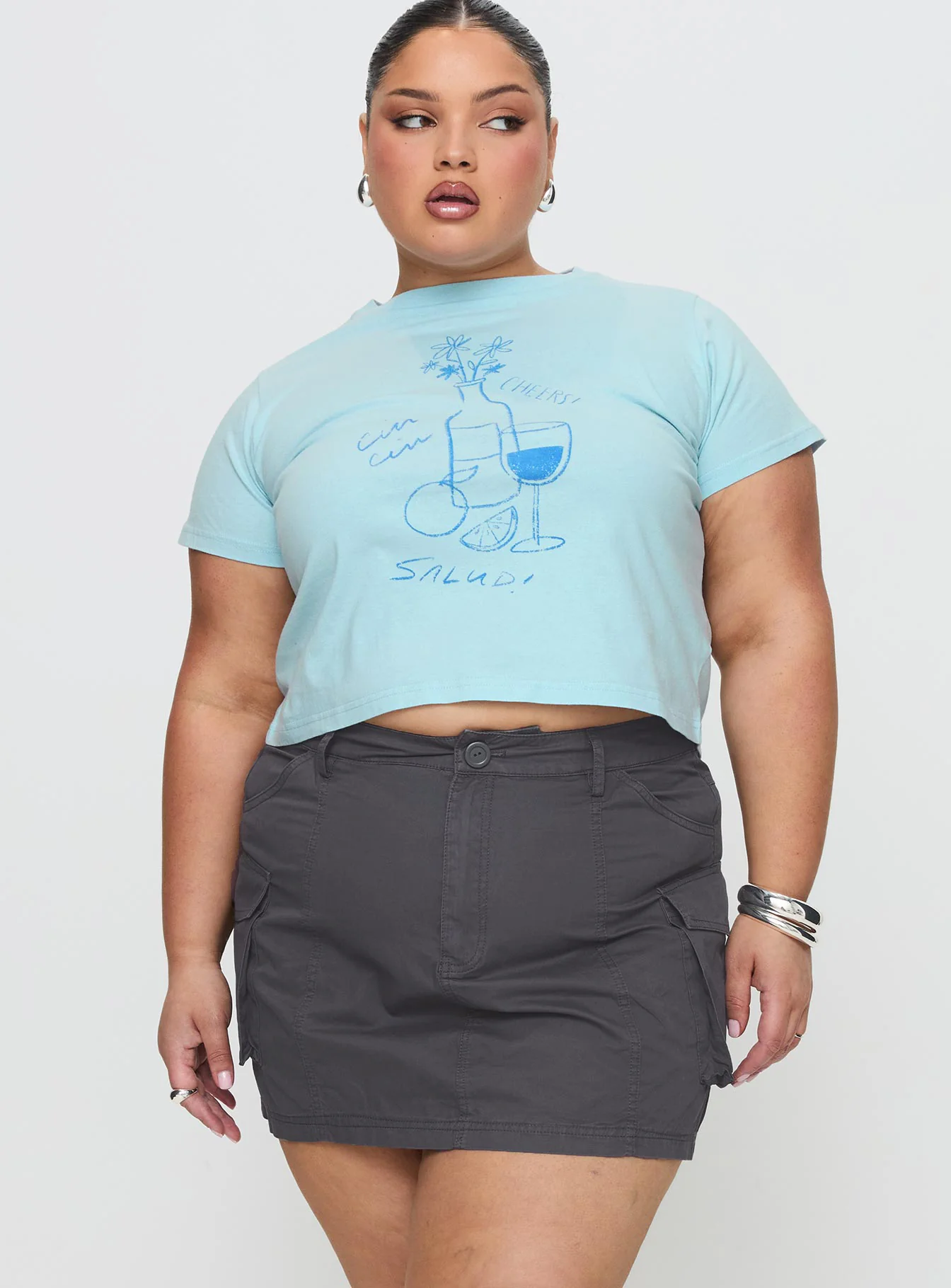 Lieutenant Cargo Mini Skirt Slate - Image 9
