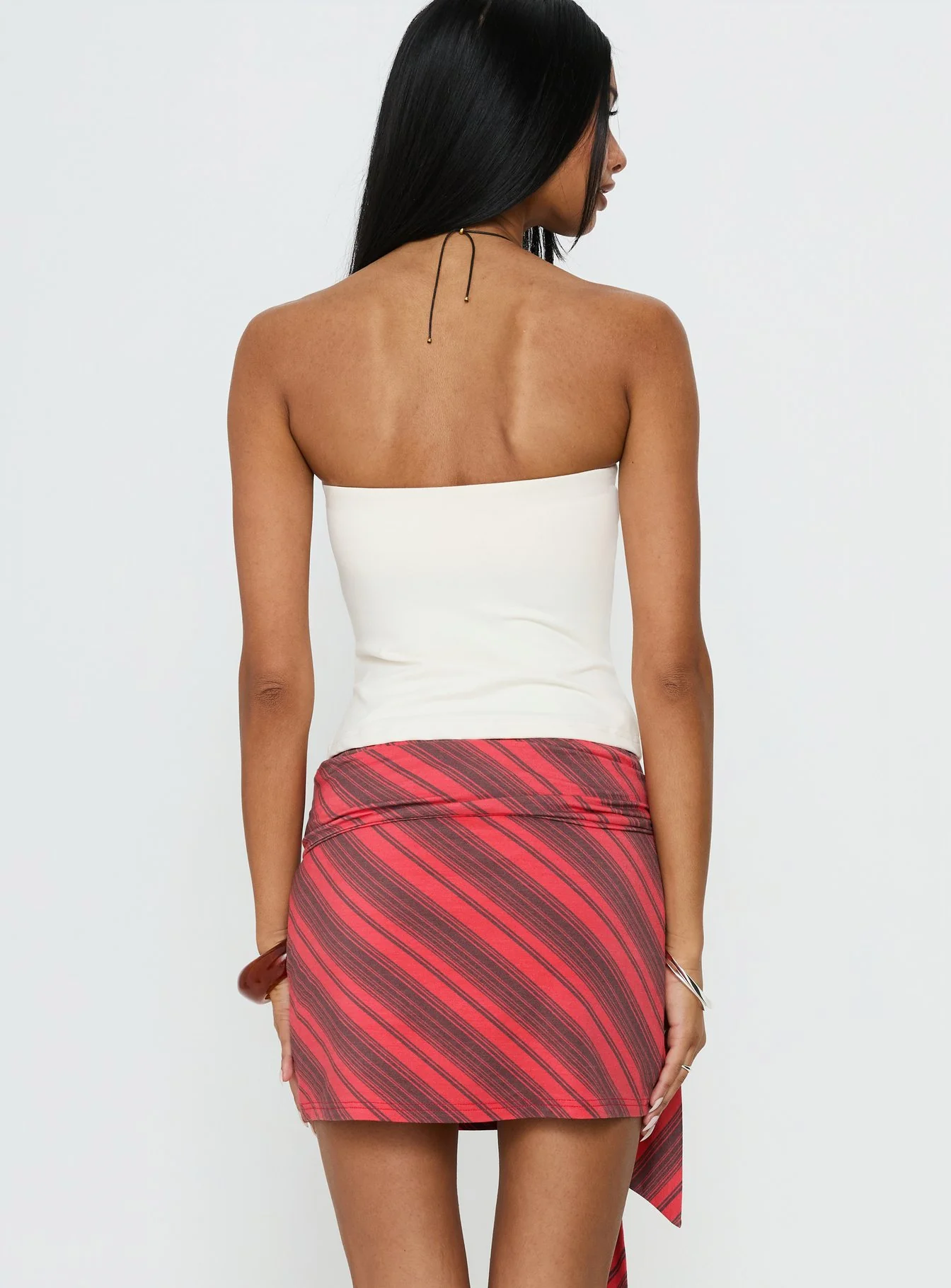 Lindsy Tie Side Mini Skirt Red Multi - Image 5