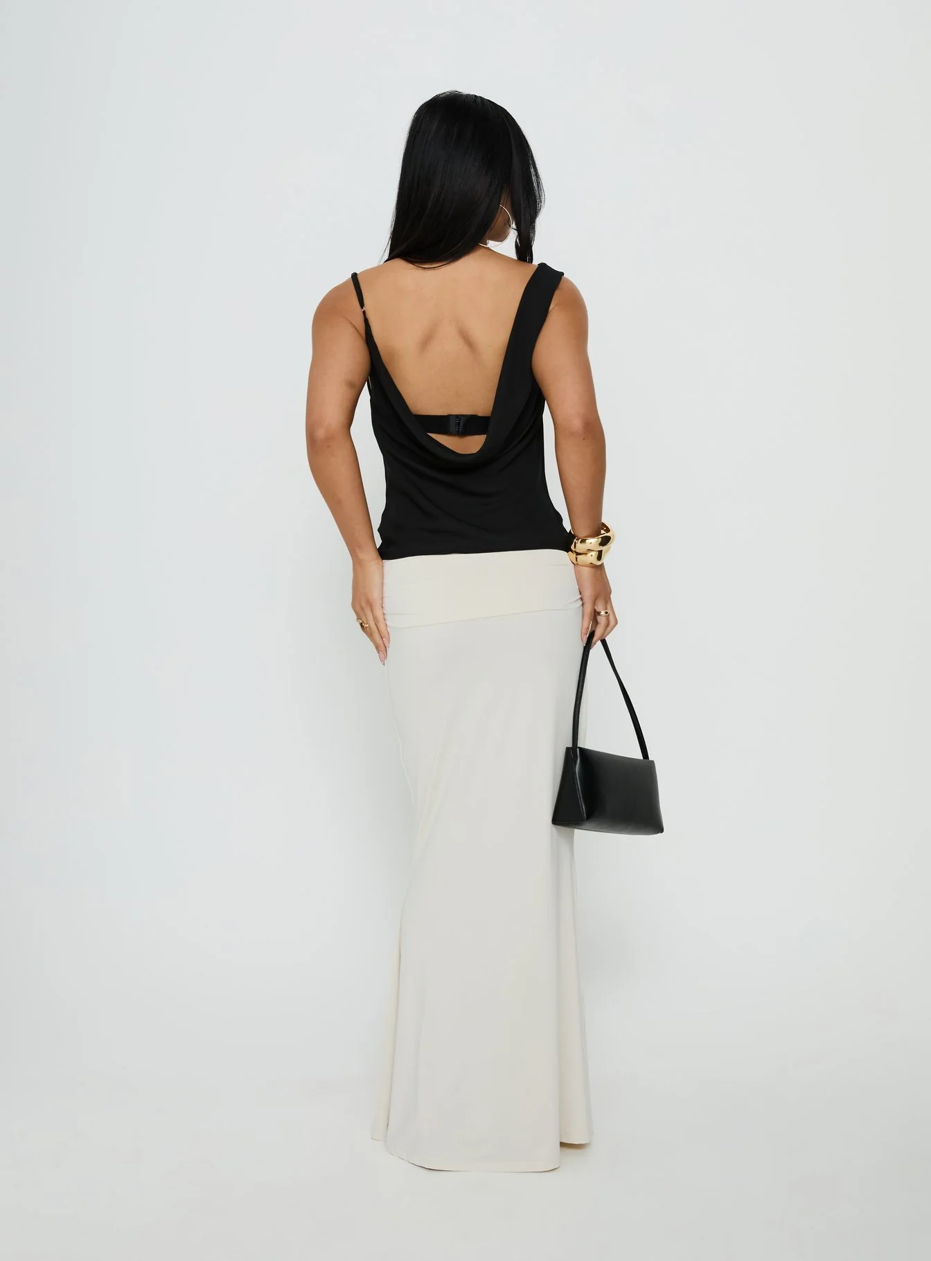 Liorah Foldover Waist Maxi Skirt Cream - Image 5
