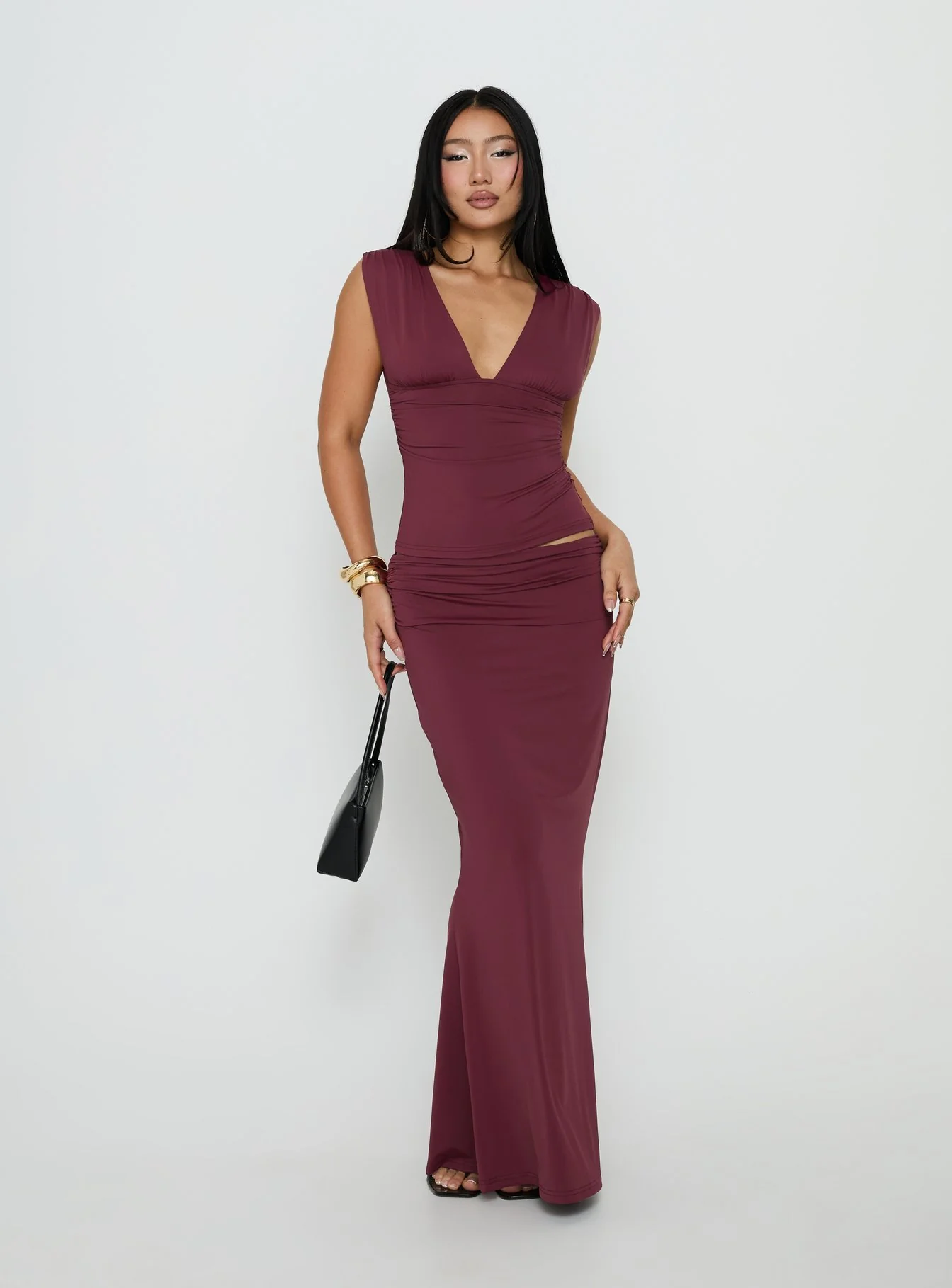 Liorah Foldover Waist Maxi Skirt Red - Image 3