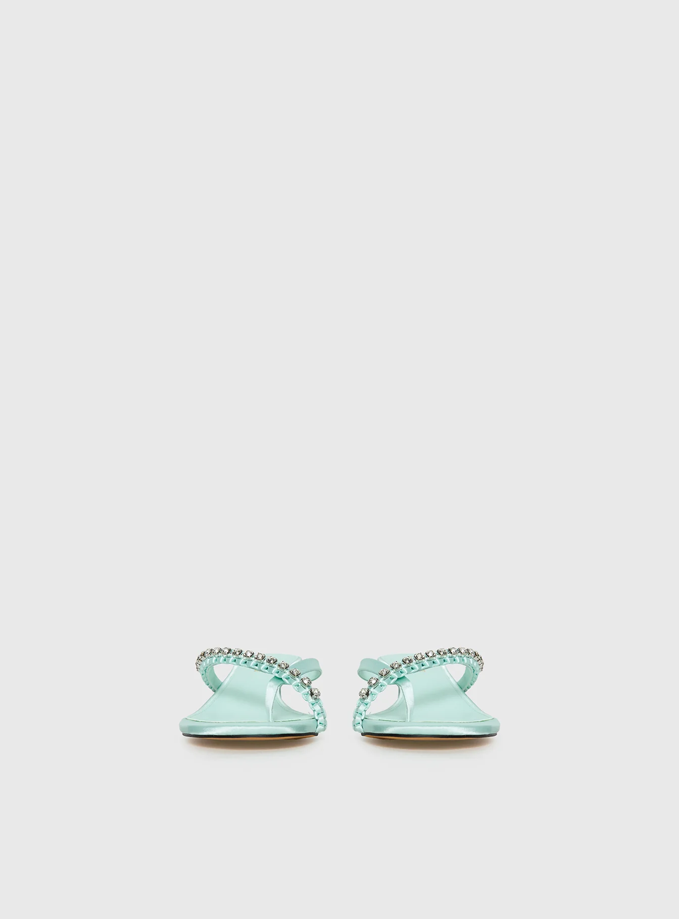 Little Italy Diamante Detail Thong Heels Aqua - Image 3