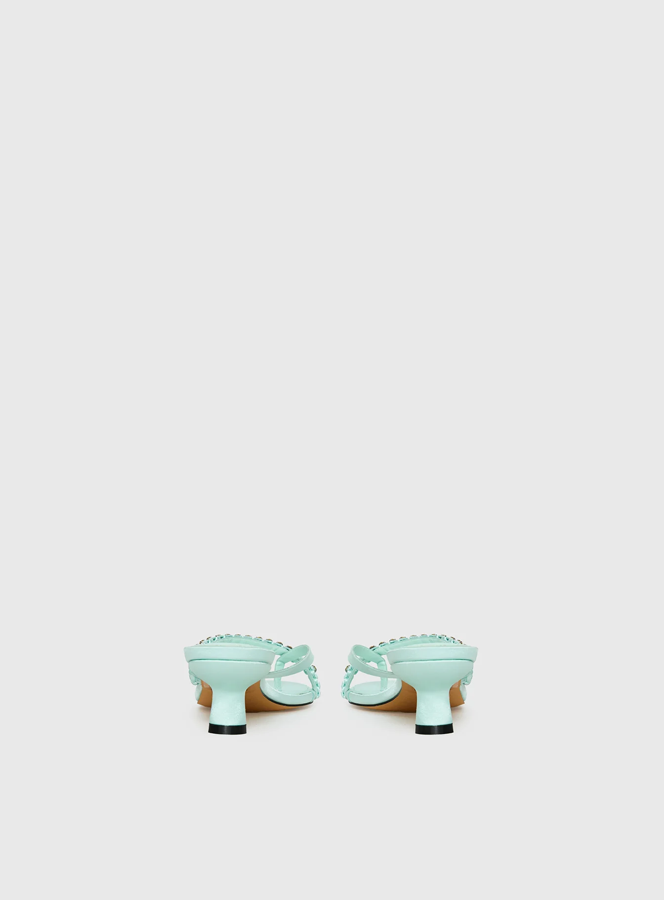Little Italy Diamante Detail Thong Heels Aqua - Image 4