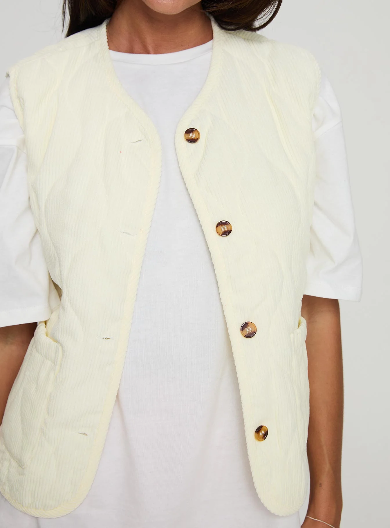 Little Things Quilted Vest Cream - Image 6