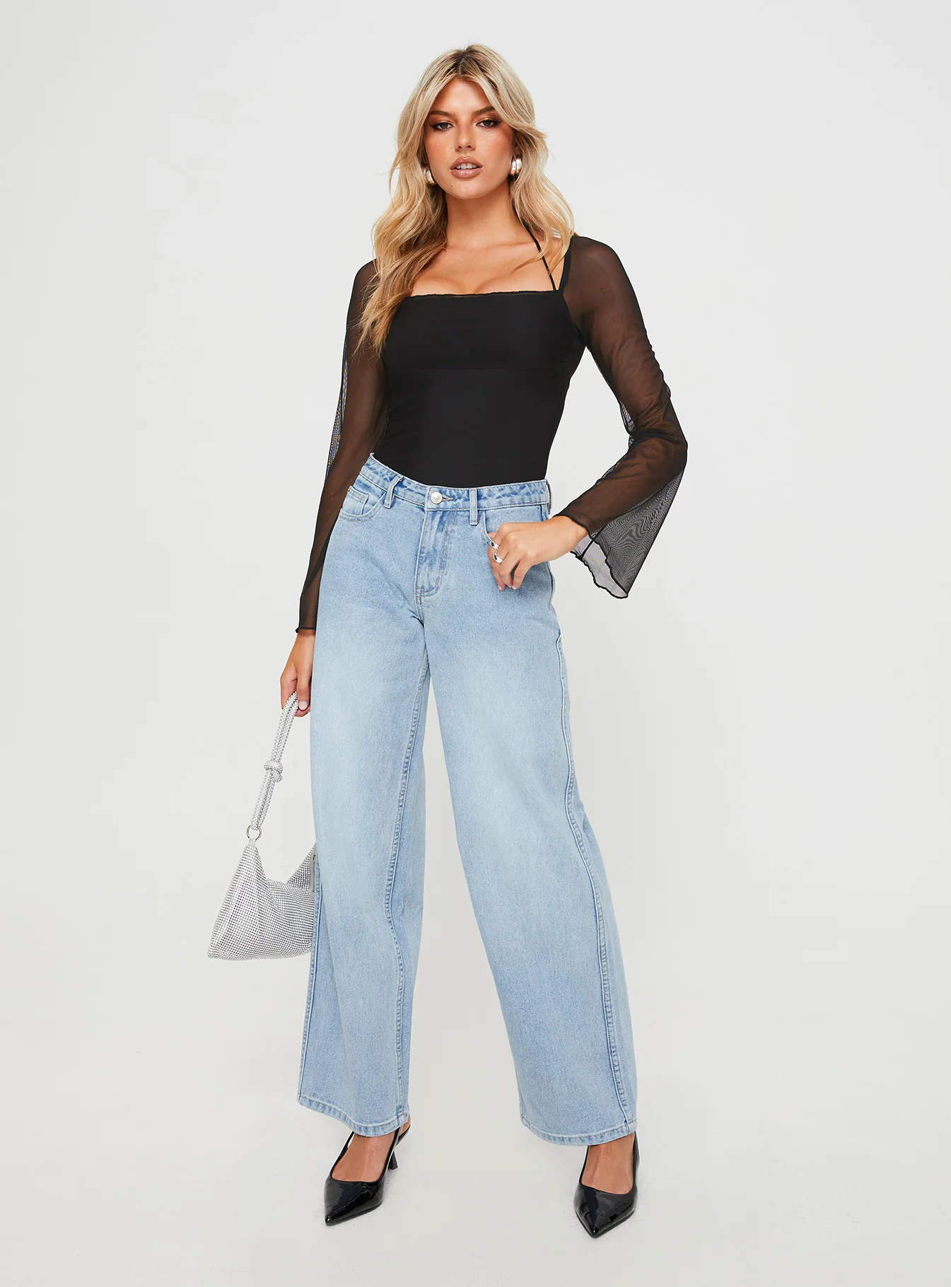 Liva Sheer Sleeve Bodysuit Black - Image 2