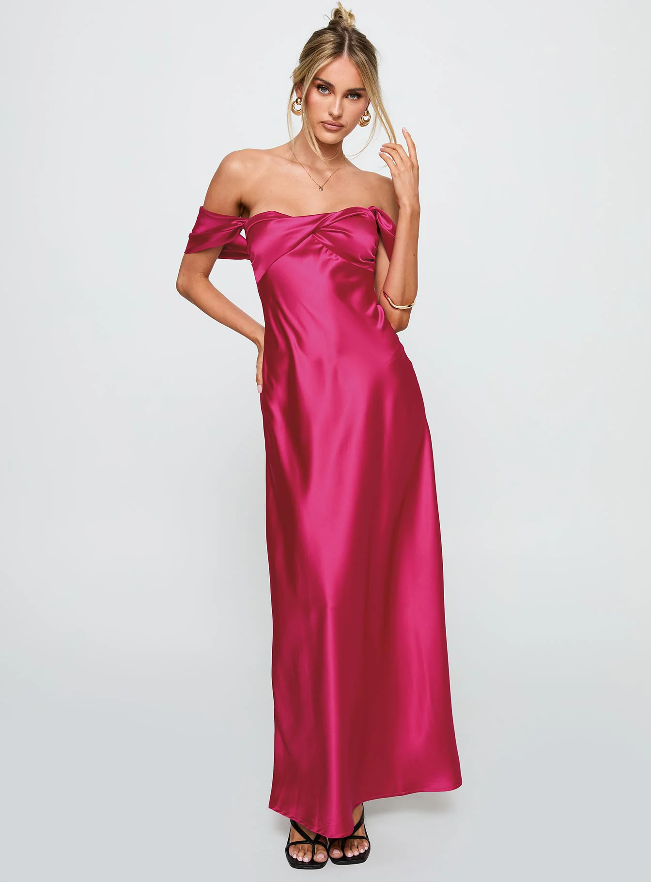 Live For You Off The Shoulder Maxi Dress Hot Pink - Image 3