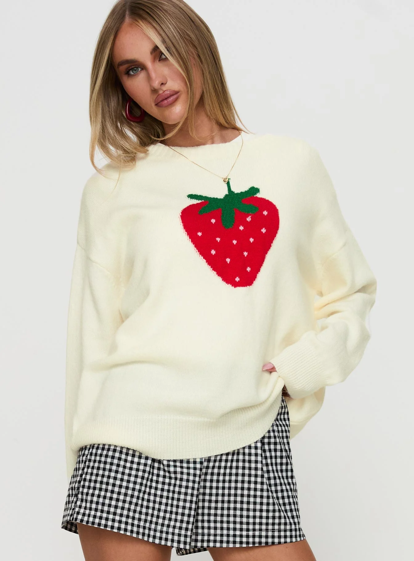 Living Is Easy Knit Sweater White - Image 2