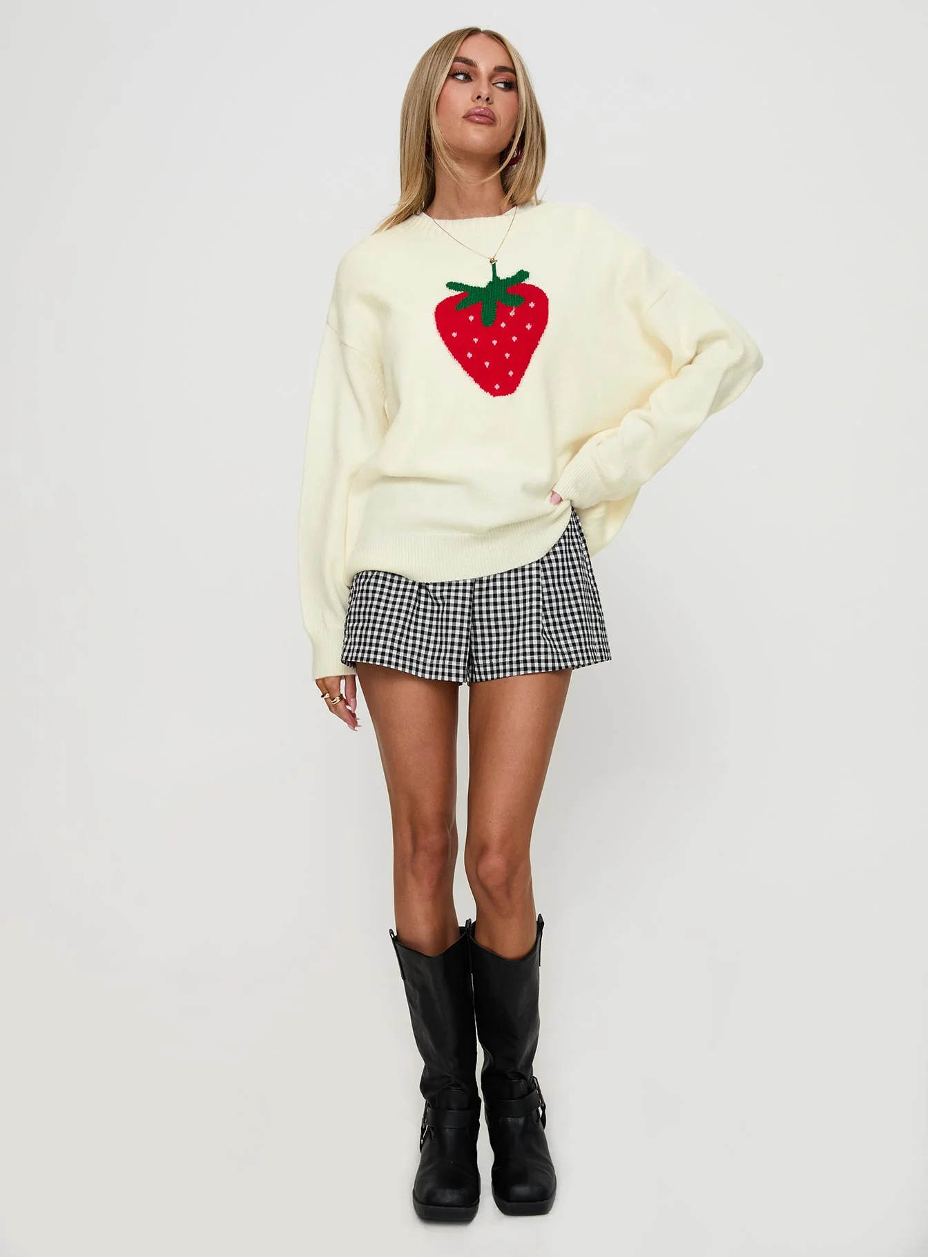 Living Is Easy Knit Sweater White - Image 3