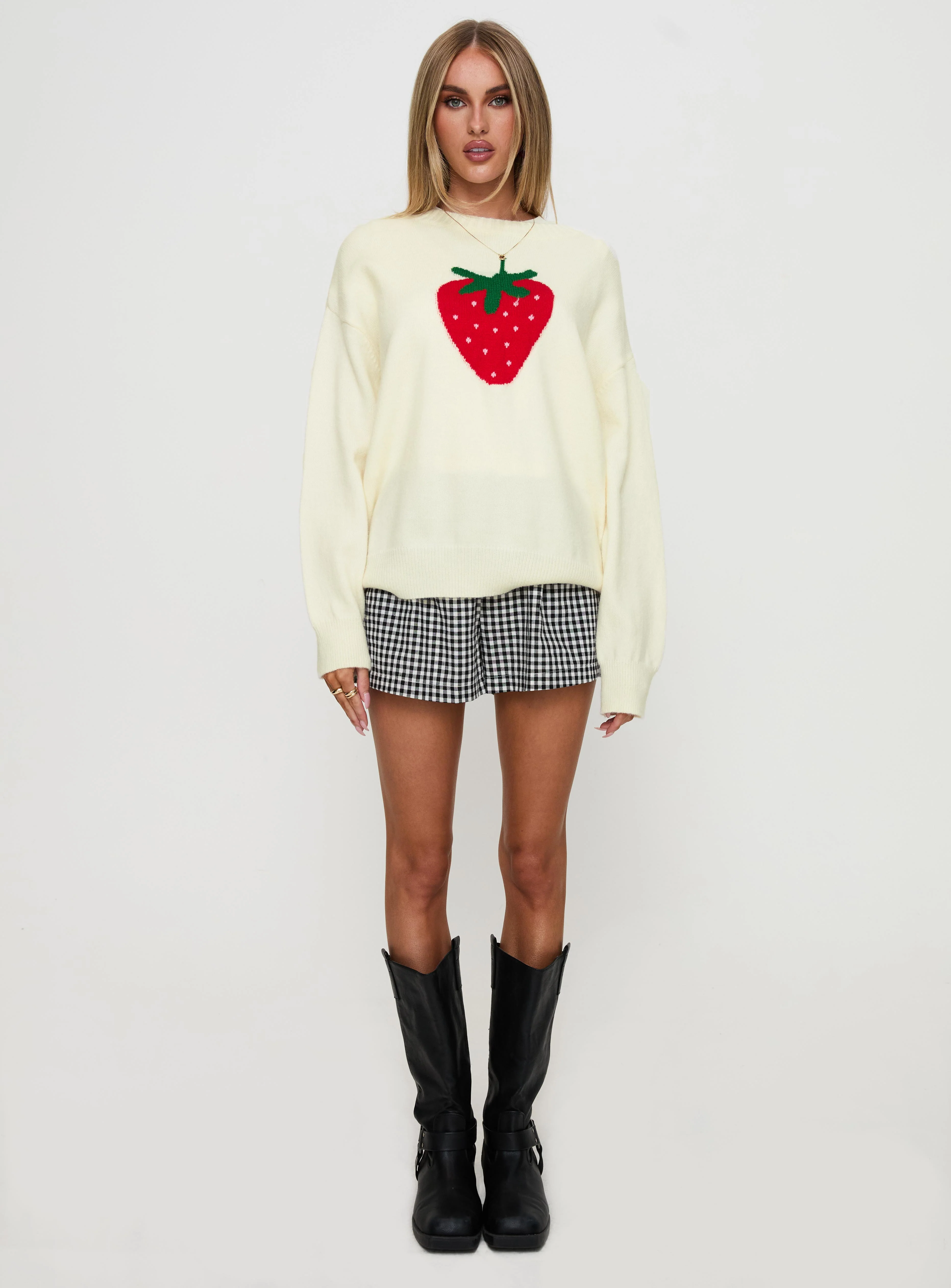Living Is Easy Knit Sweater White - Image 7