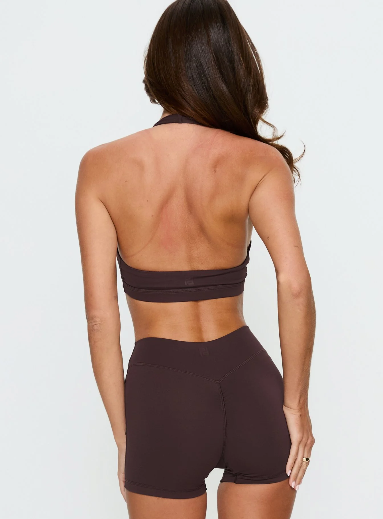 Lock In Active Halter Crop Top Brown - Image 5