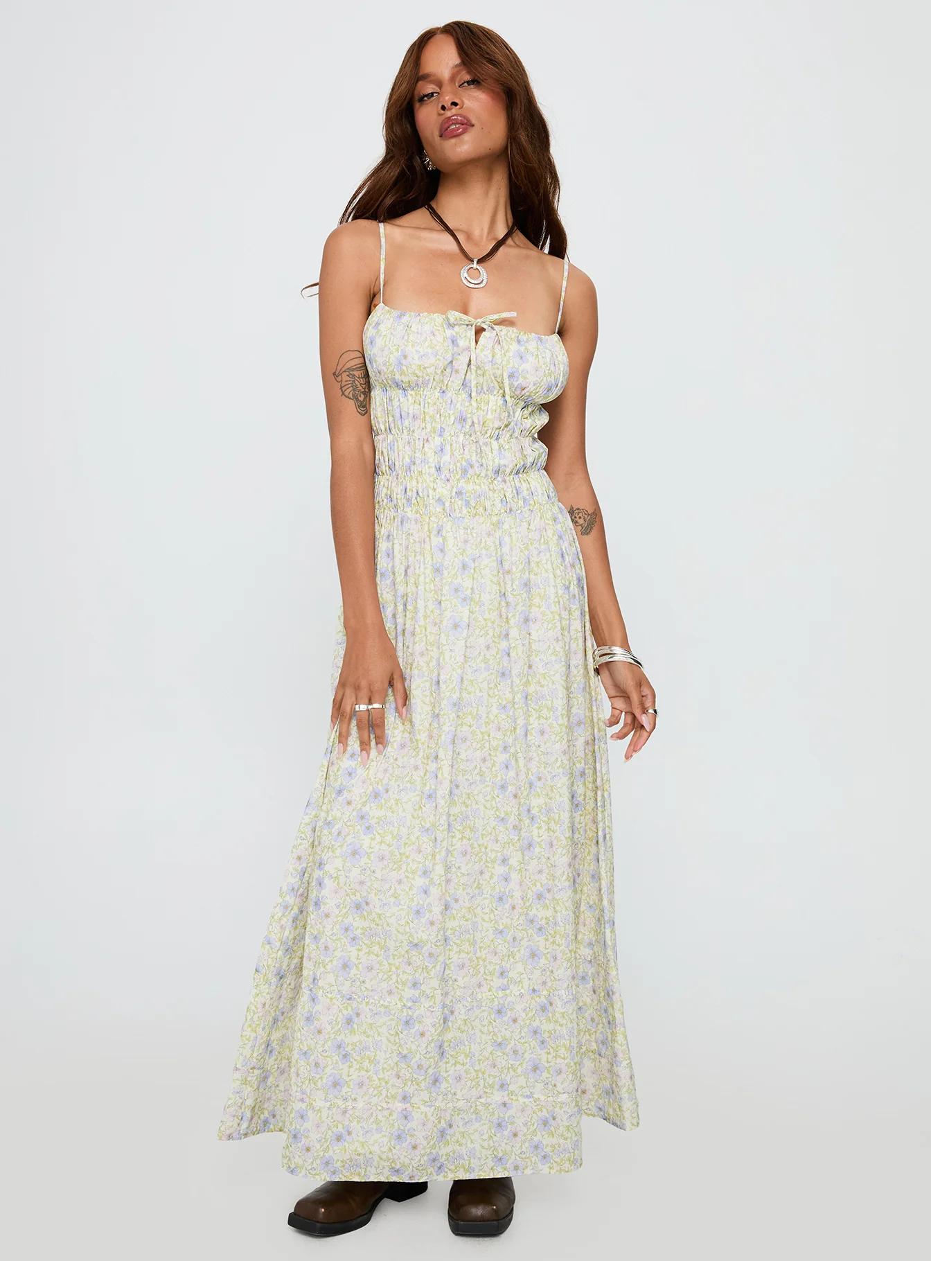 Loralei Shirred Maxi Dress Floral - Image 2