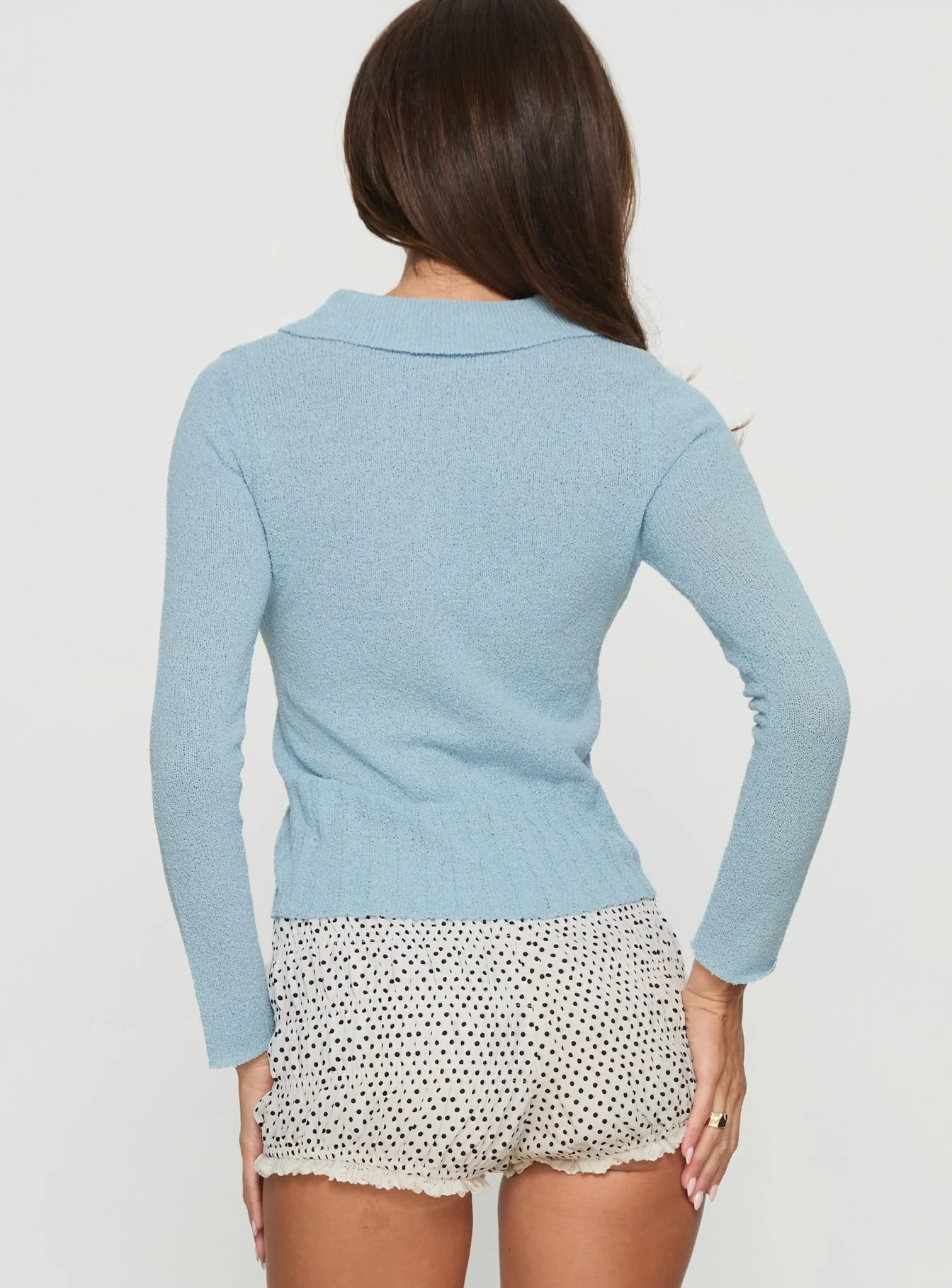 Loriann Collared Knit Cardigan Blue - Image 5