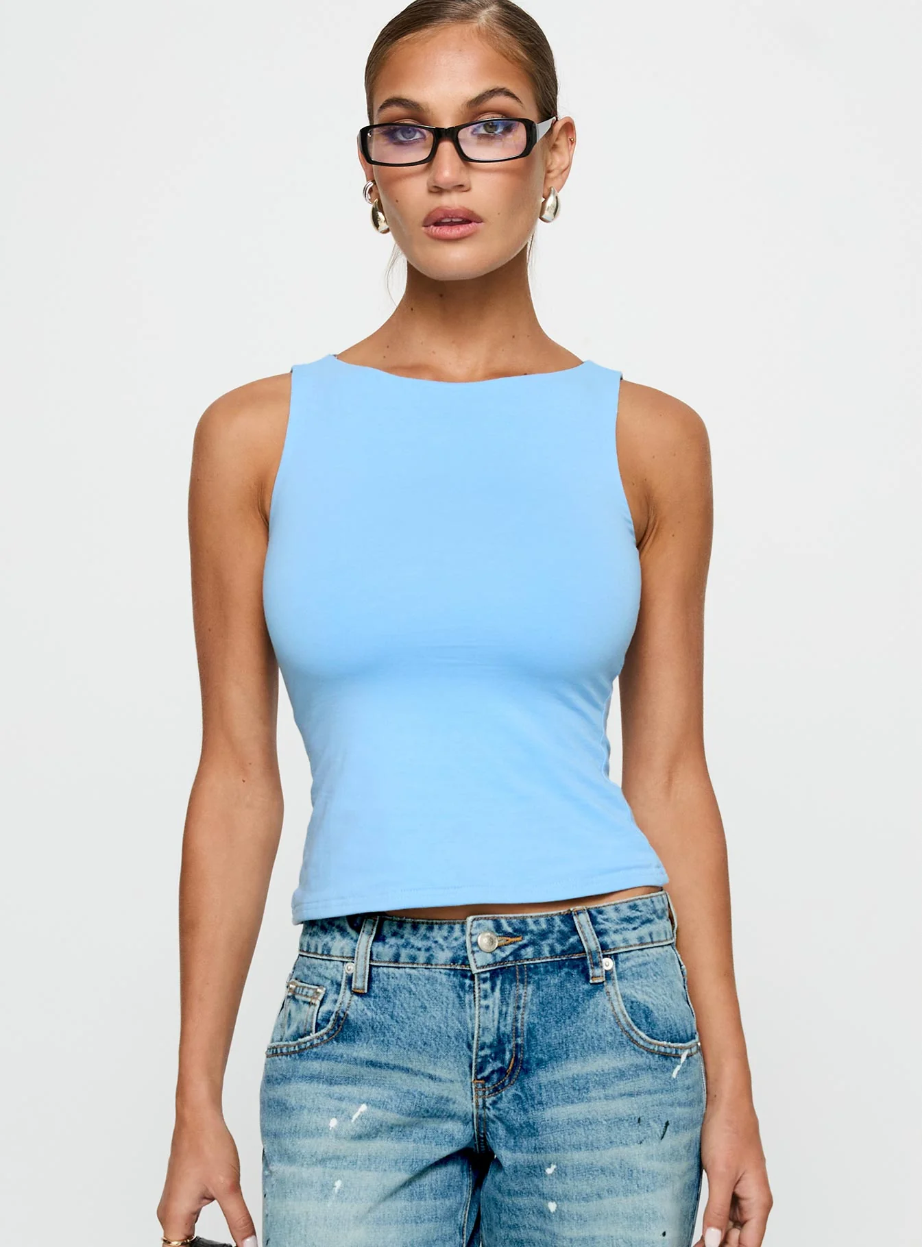 Lose Your Number High Neck Top Blue - Image 2