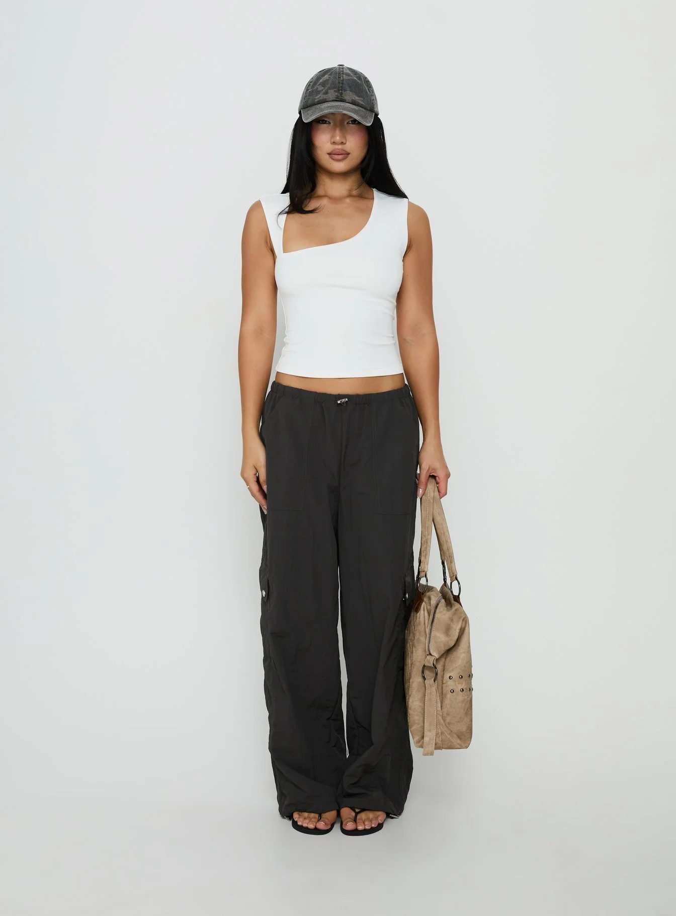 Lost On You Parachute Cargo Pants Charcoal - Image 7