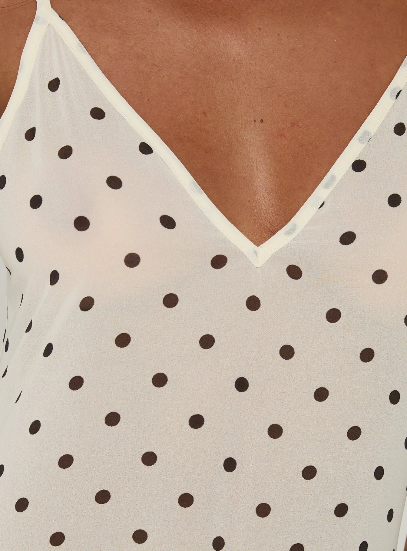 Loulah Sheer Chiffon Maxi Dress Cream Polka Dot - Image 6