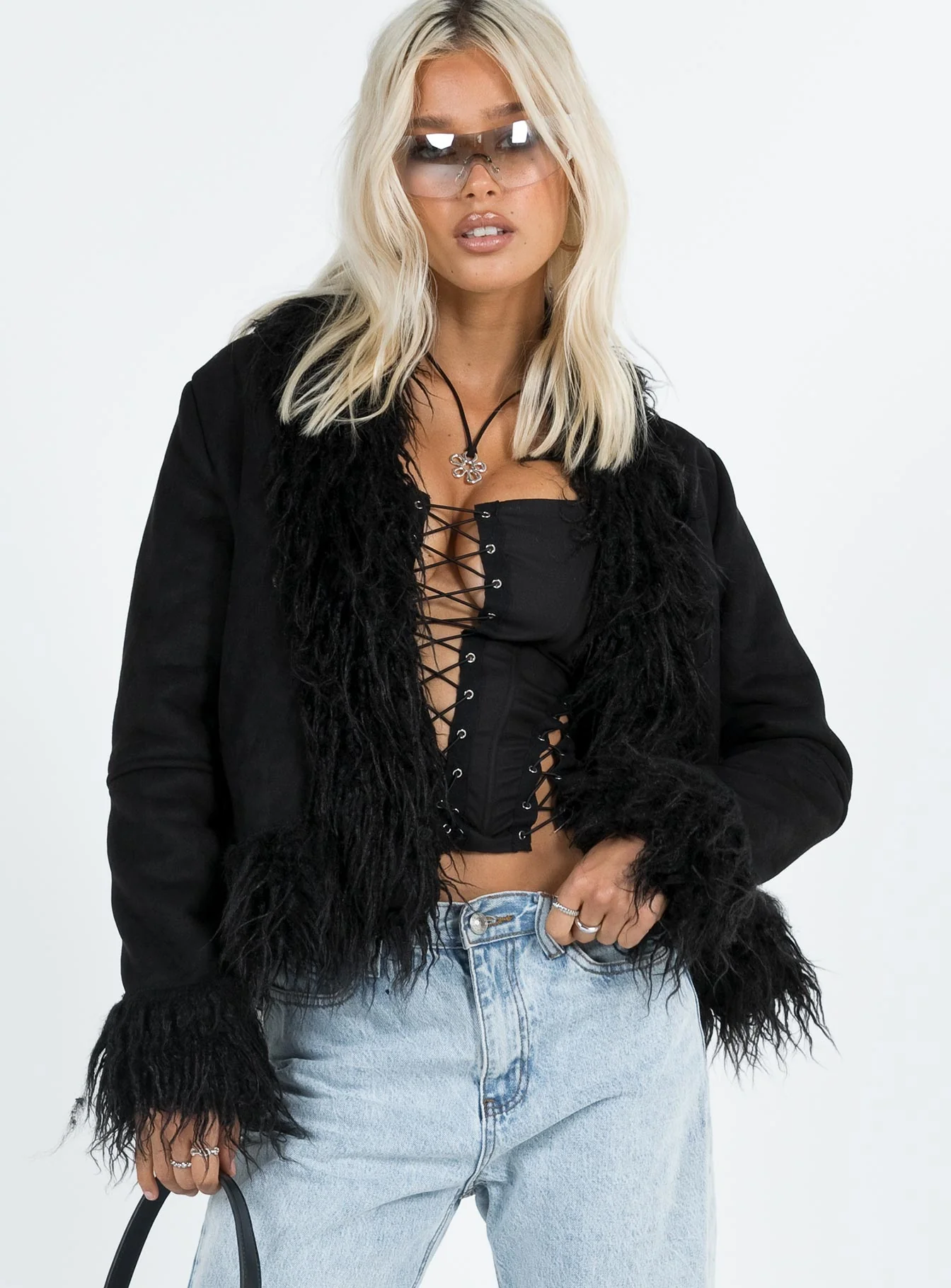 Lowden Faux Fur Jacket Black - Image 2