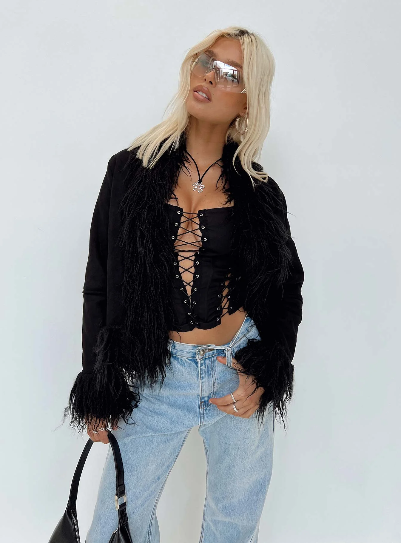 Lowden Faux Fur Jacket Black - Image 8