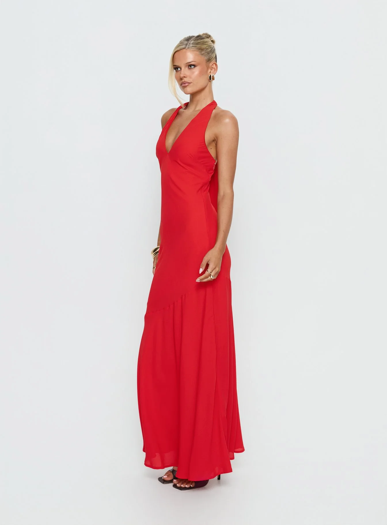 Luannie Halter Scarf Tie Maxi Dress Red - Image 4