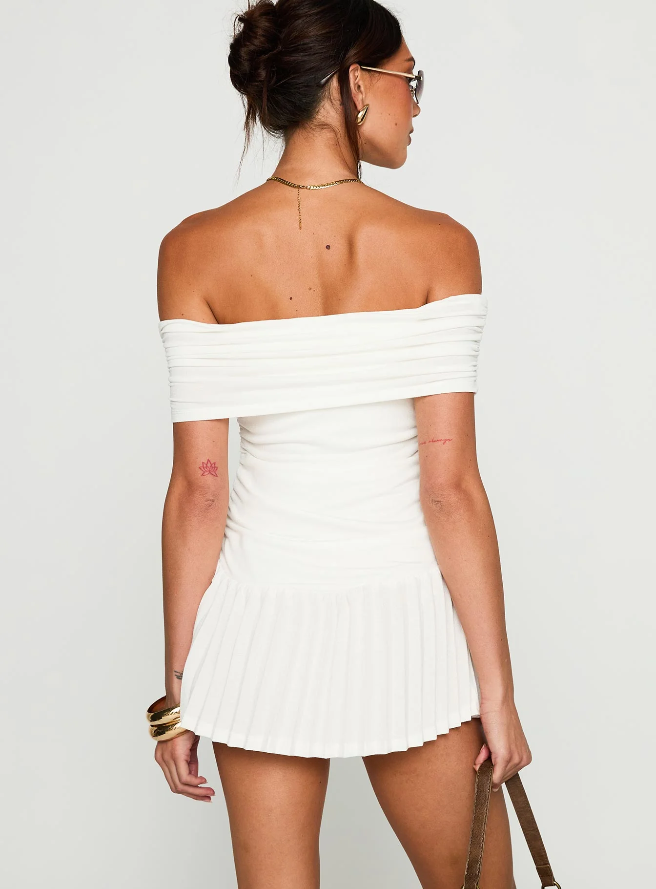 Lucianne Off The Shoulder Mini Dress White - Image 5