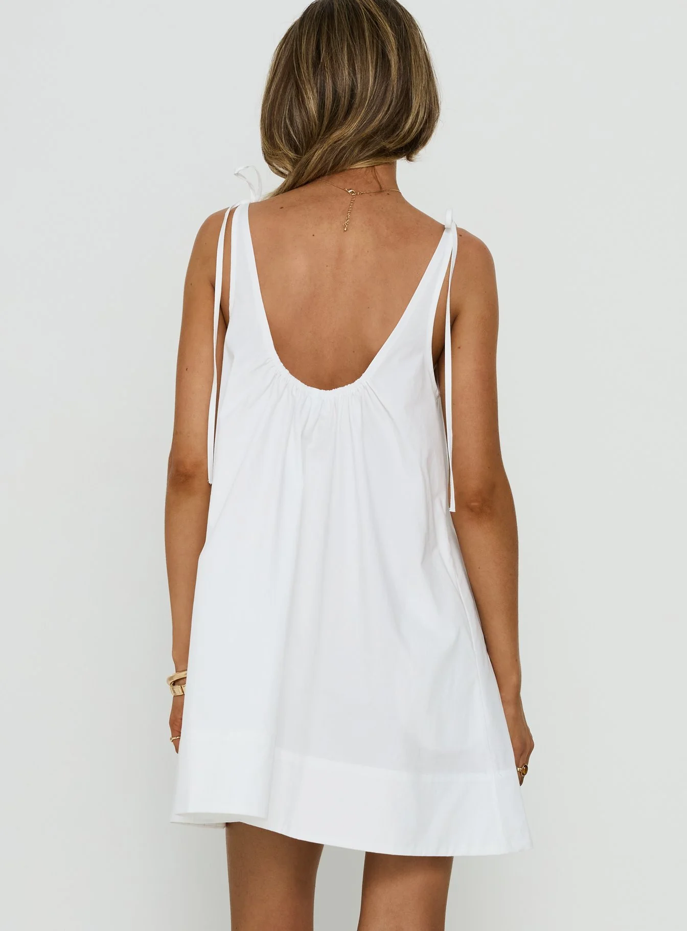 Lucka Babydoll Tie Mini Dress White - Image 5