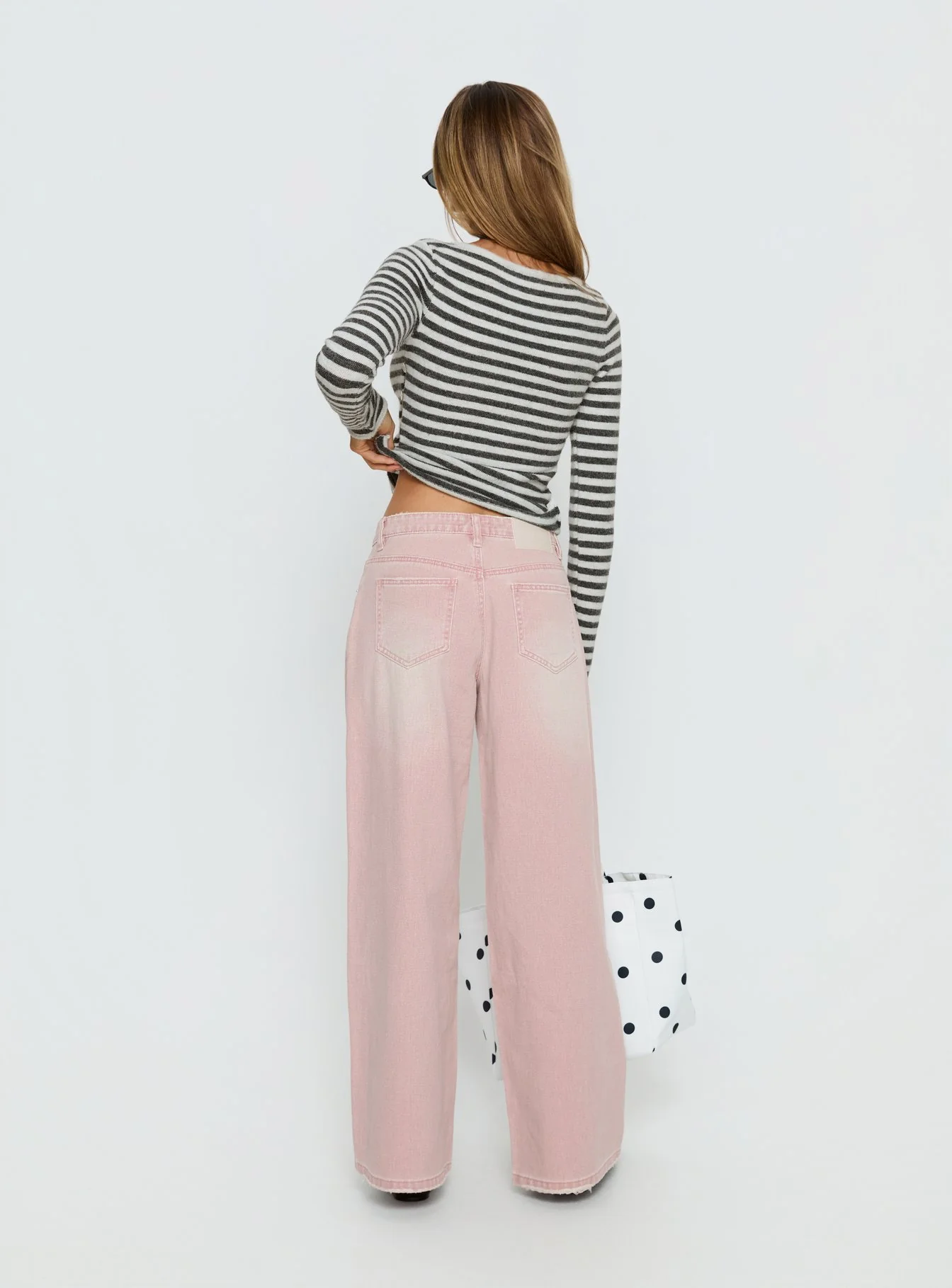 Lucky Dip Mid Rise Straight Leg Jeans Washed Pink - Image 5