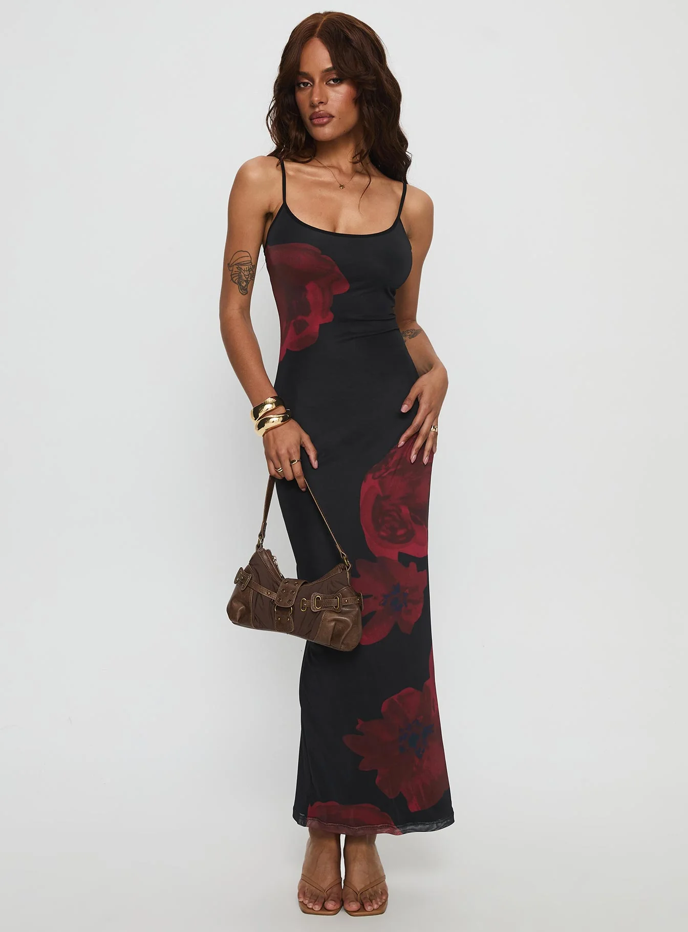 Lucky to Love Maxi Dress Black / Red Floral - Image 3