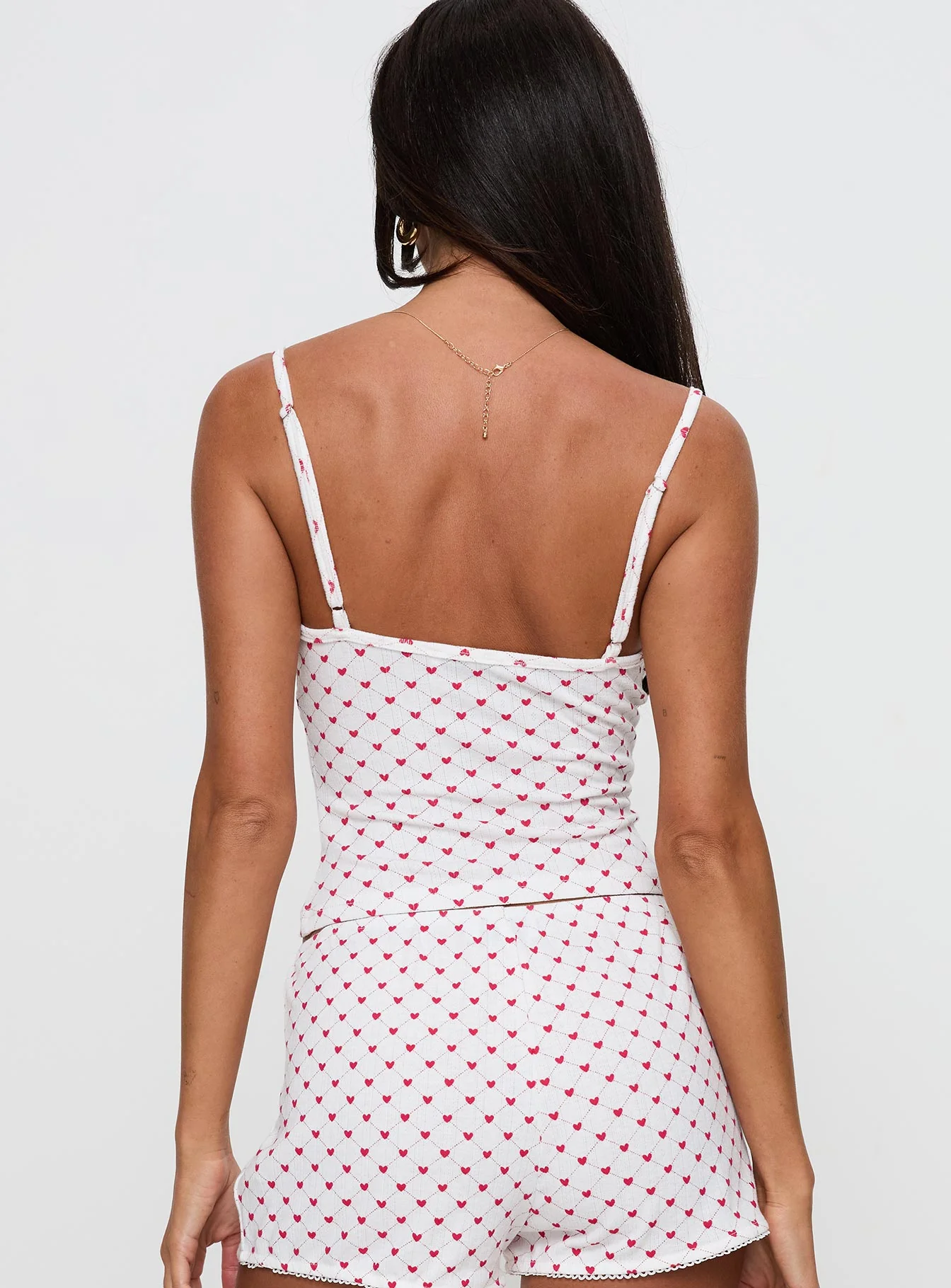 Lullabies Pointelle Cami Top White / Red - Image 5