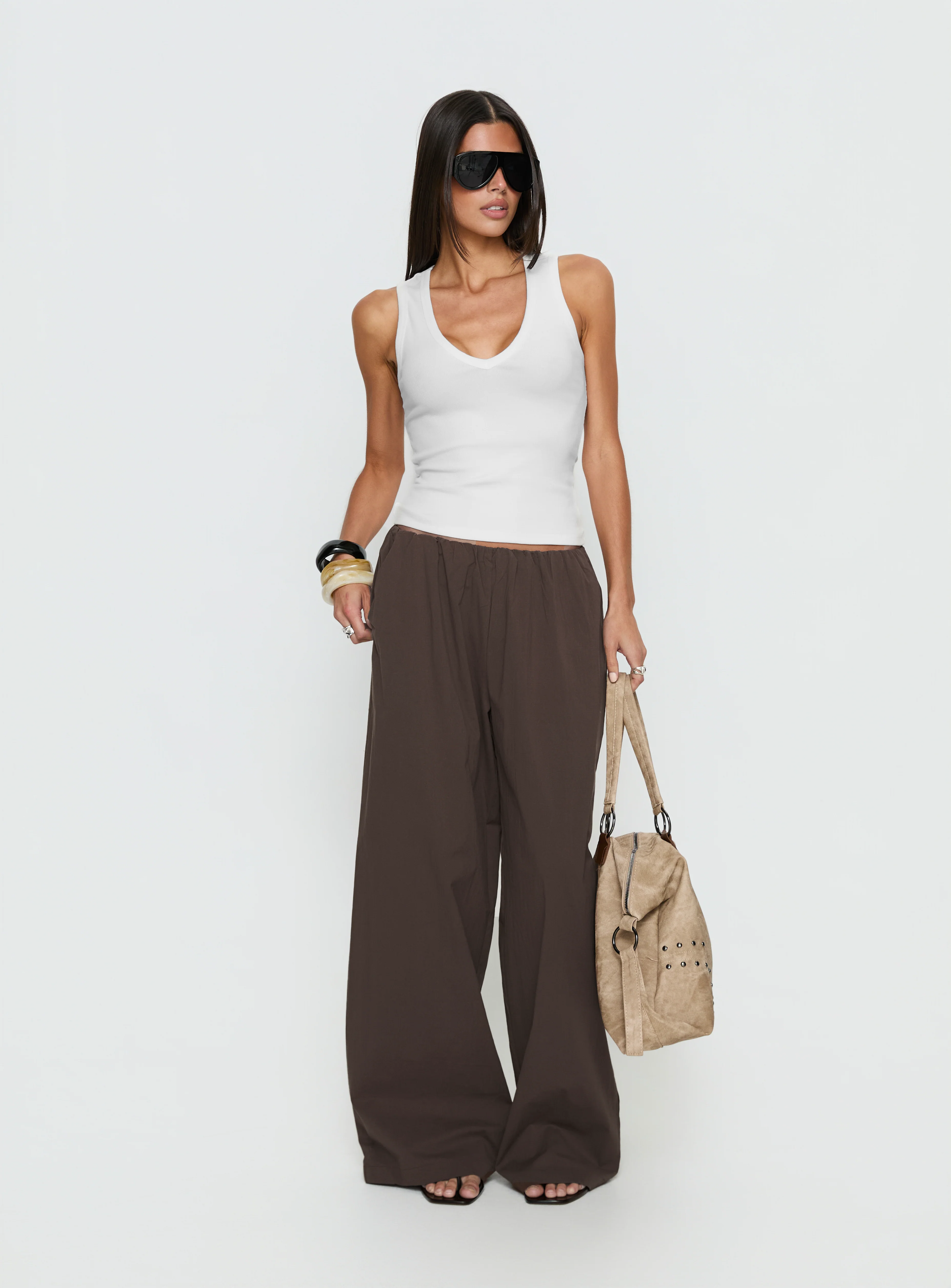 Lunea Concealed Waistband Pants Brown - Image 3