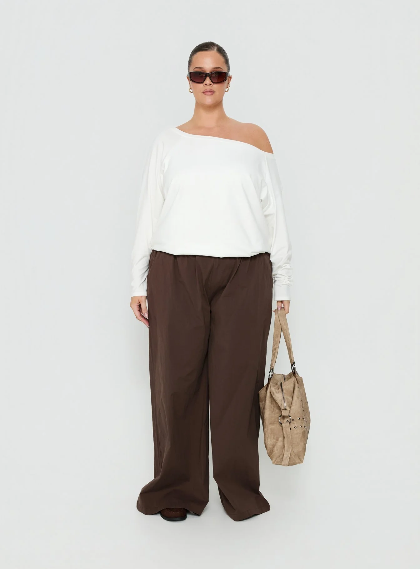 Lunea Concealed Waistband Pants Brown Curve - Image 7