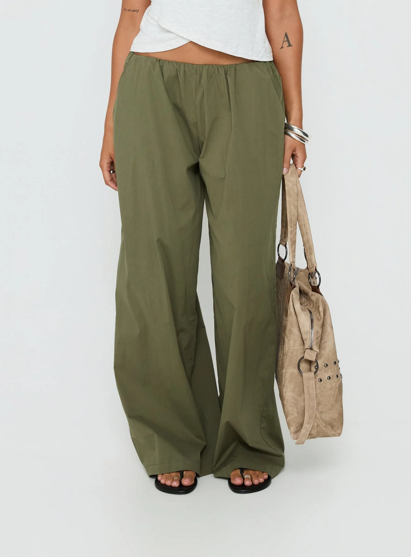 Lunea Concealed Waistband Pants Khaki - Image 2
