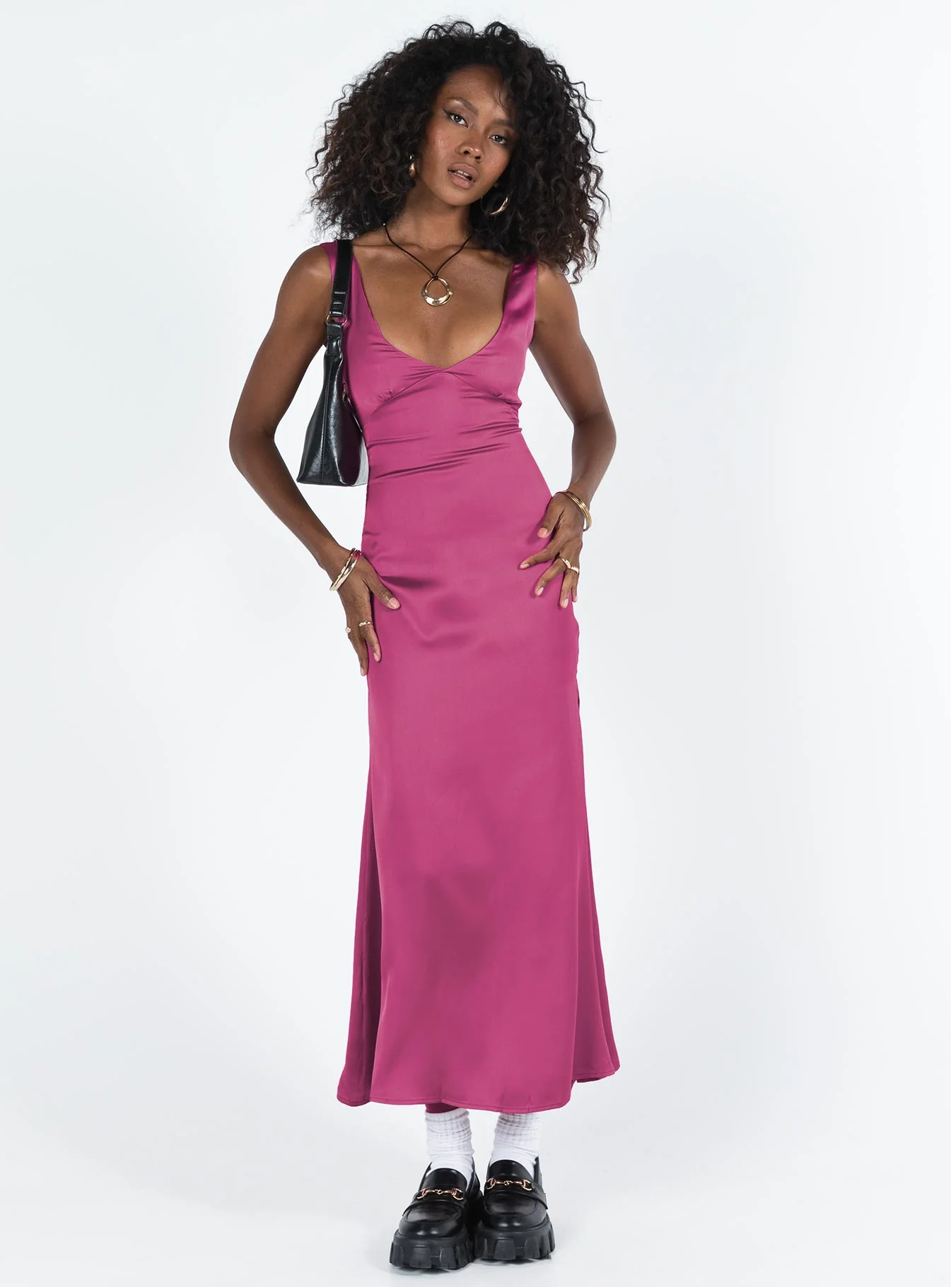 Lynsey Midi Dress Fuchsia - Image 3