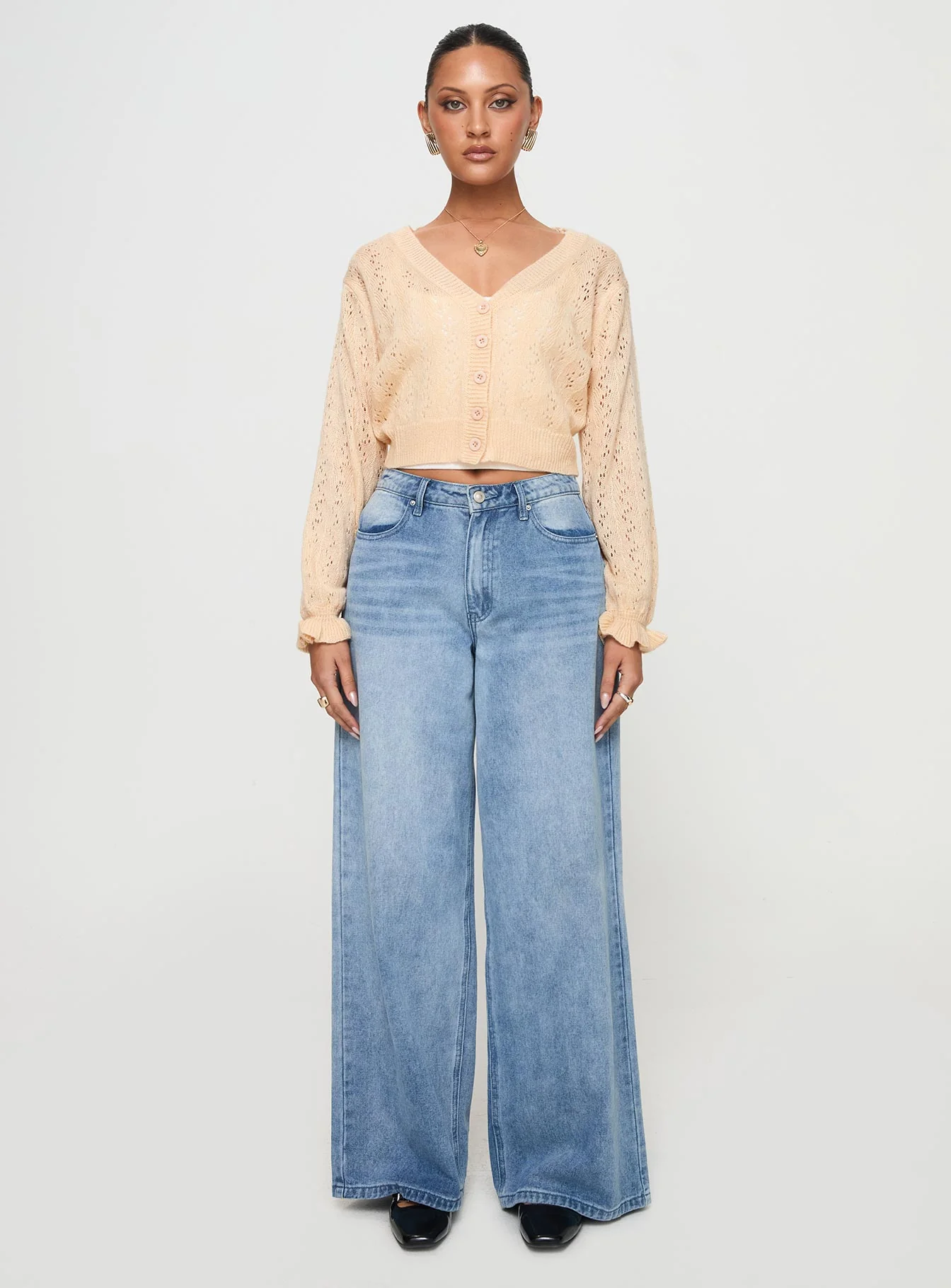 Lyric Cropped Cardigan Beige - Image 7
