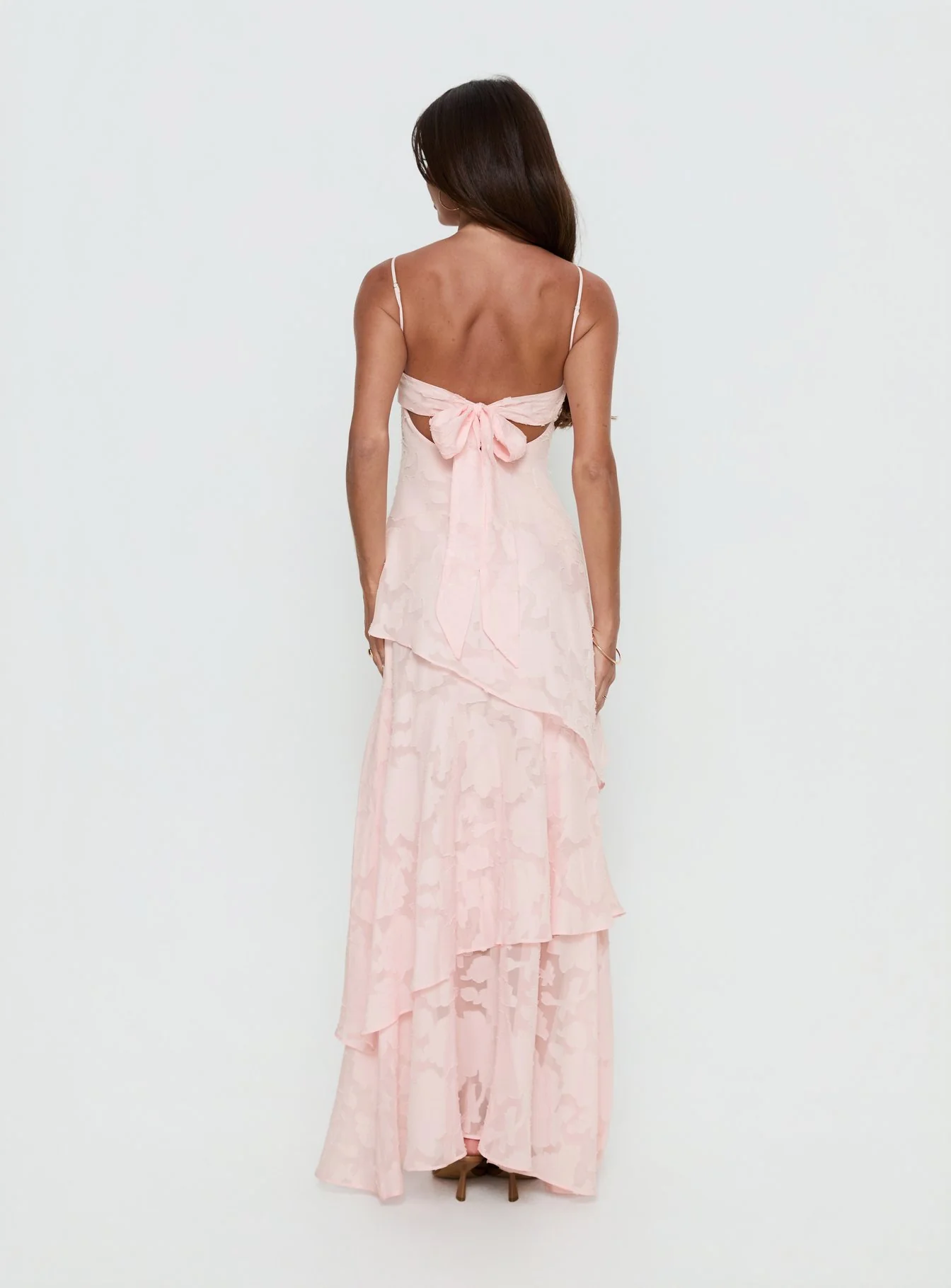 Lyricah Tiered Tie Back Maxi Dress Pink - Image 5
