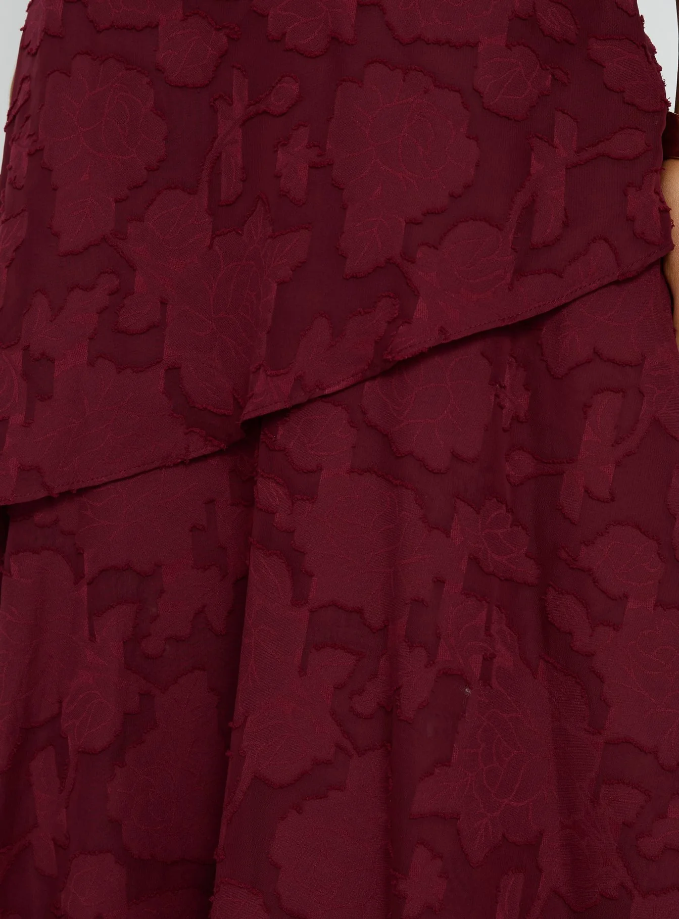 Lyricah Tiered Tie Back Maxi Dress Burgundy - Image 7