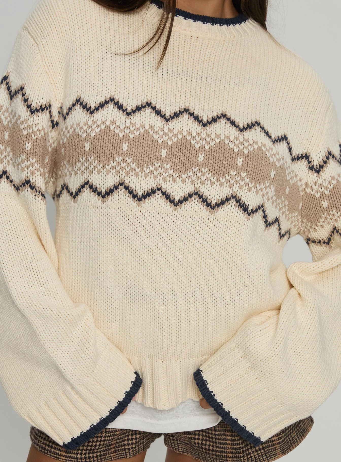 Madalynn Knit Graphic Jumper Beige - Image 6