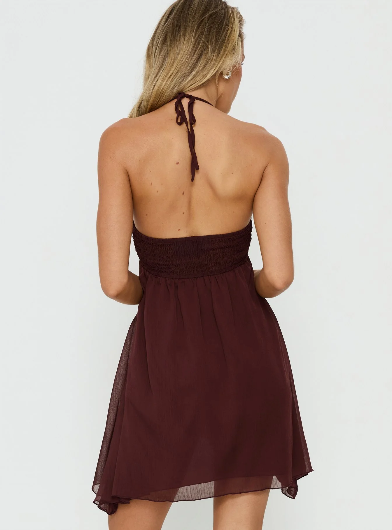 Maddalena Halter Mini Dress Chocolate - Image 5