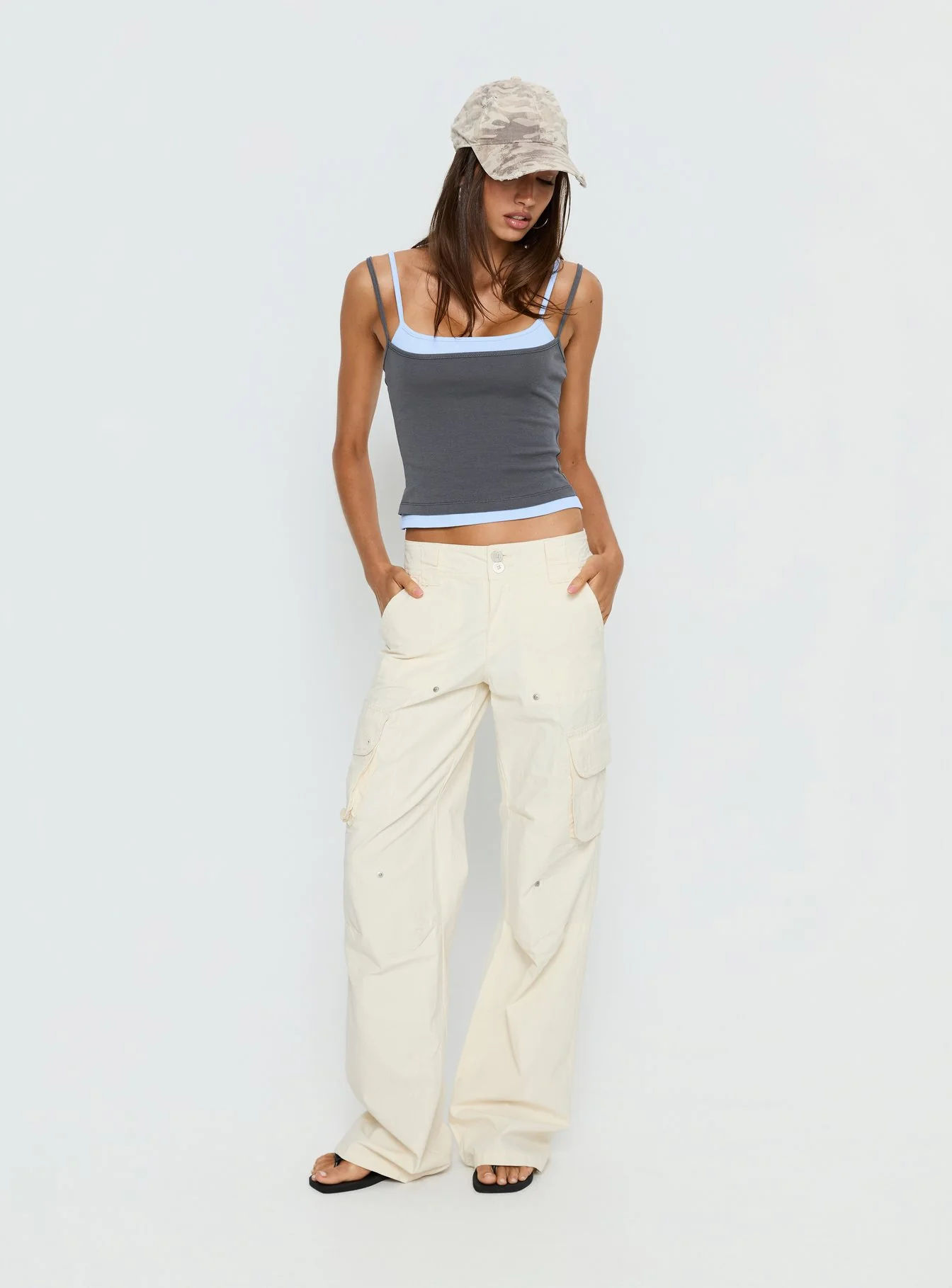 Maeka Layered Jersey Tank Top Grey / Blue - Image 3