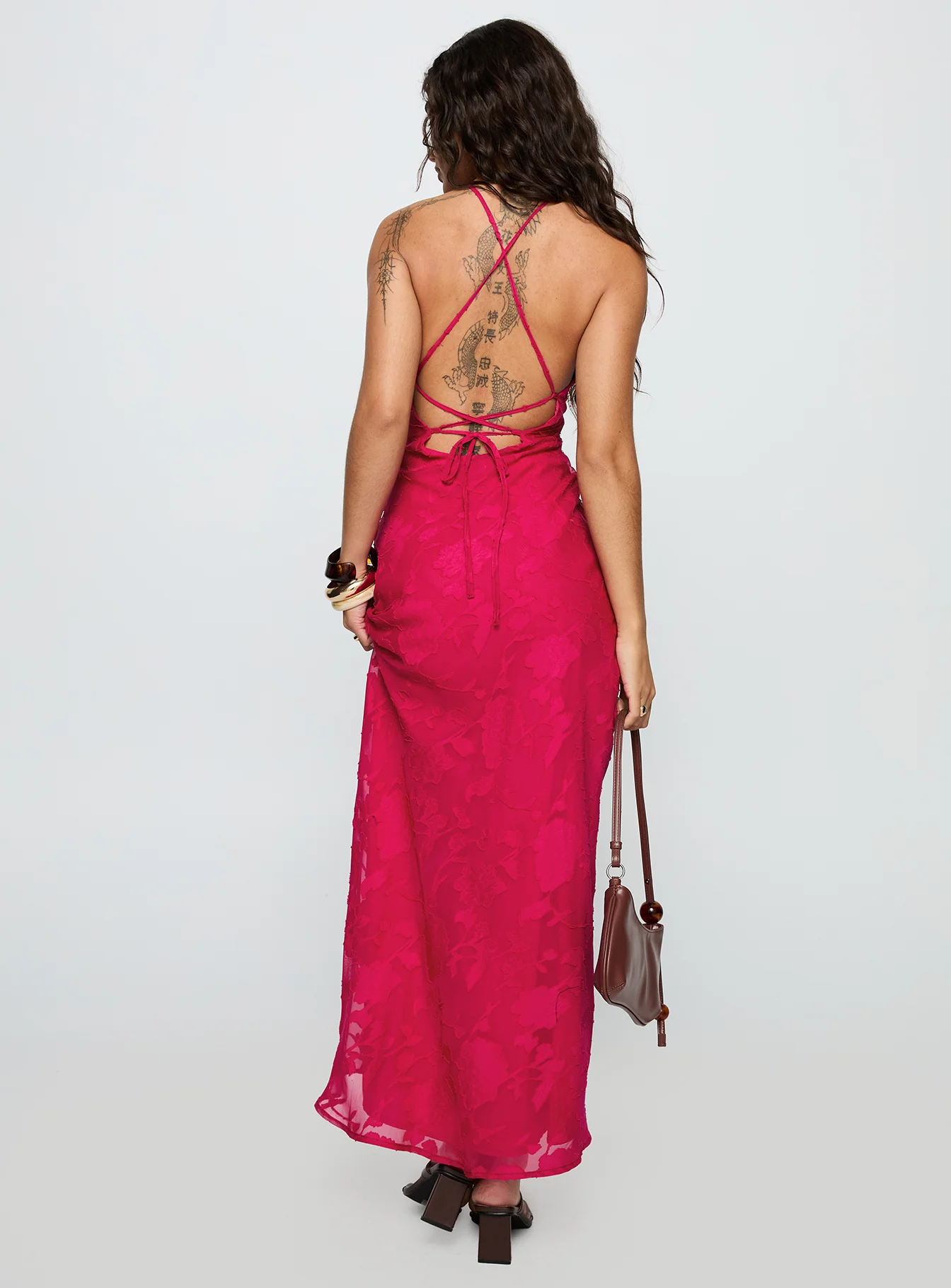 Magnetic Halter Maxi Dress Hot Pink - Image 4