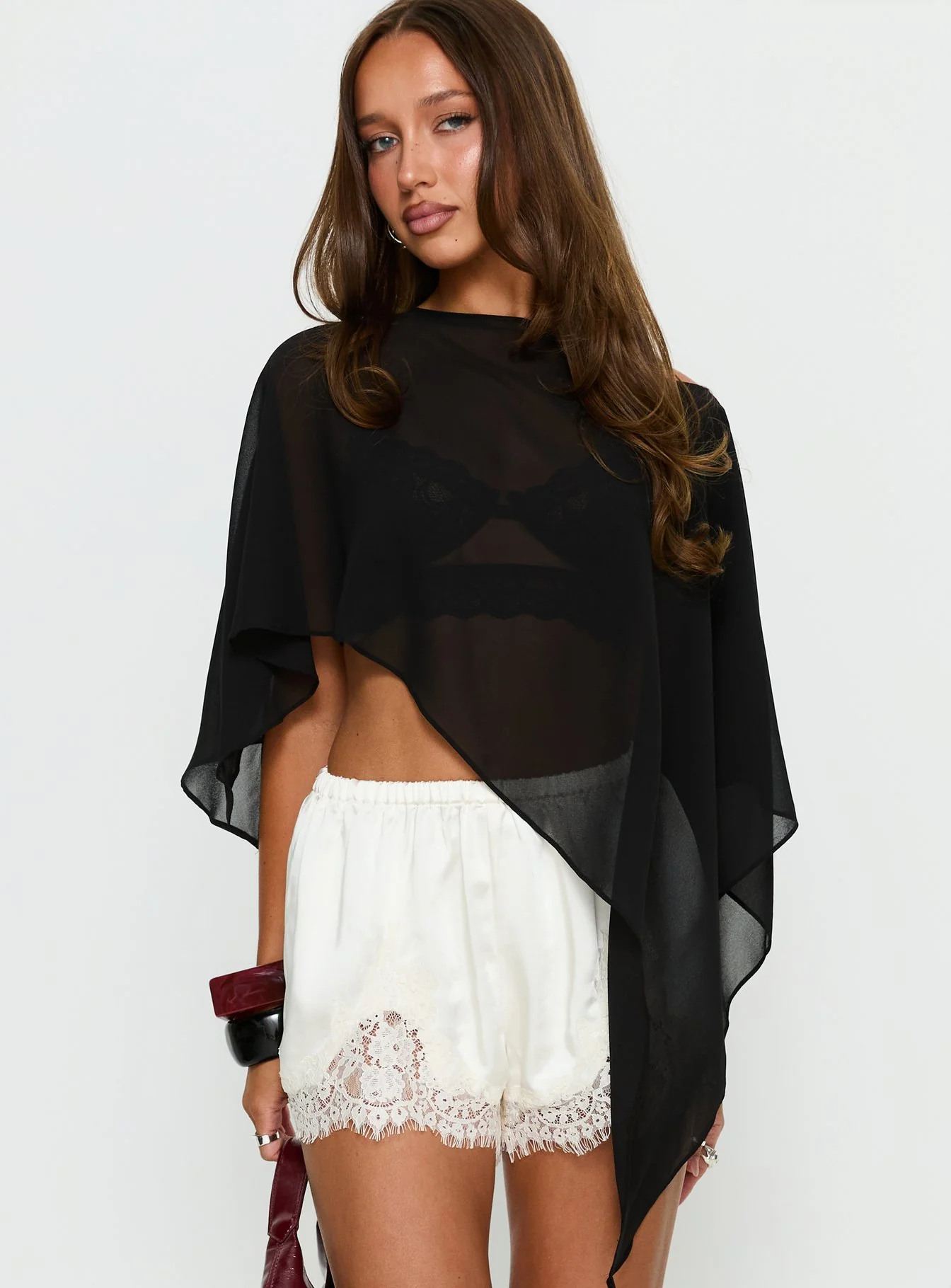 Mairelle Sheer Poncho Black - Image 2