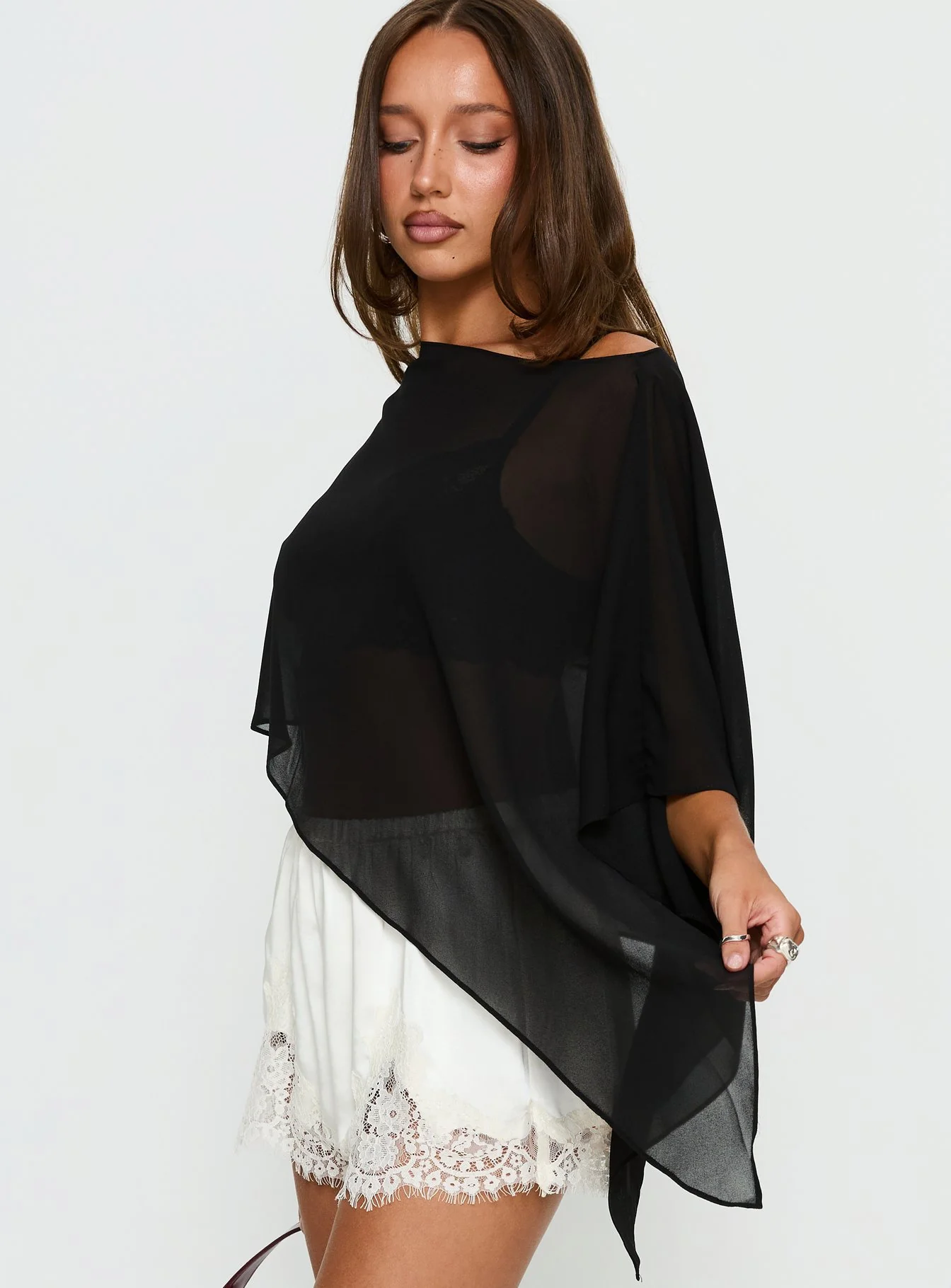 Mairelle Sheer Poncho Black - Image 4