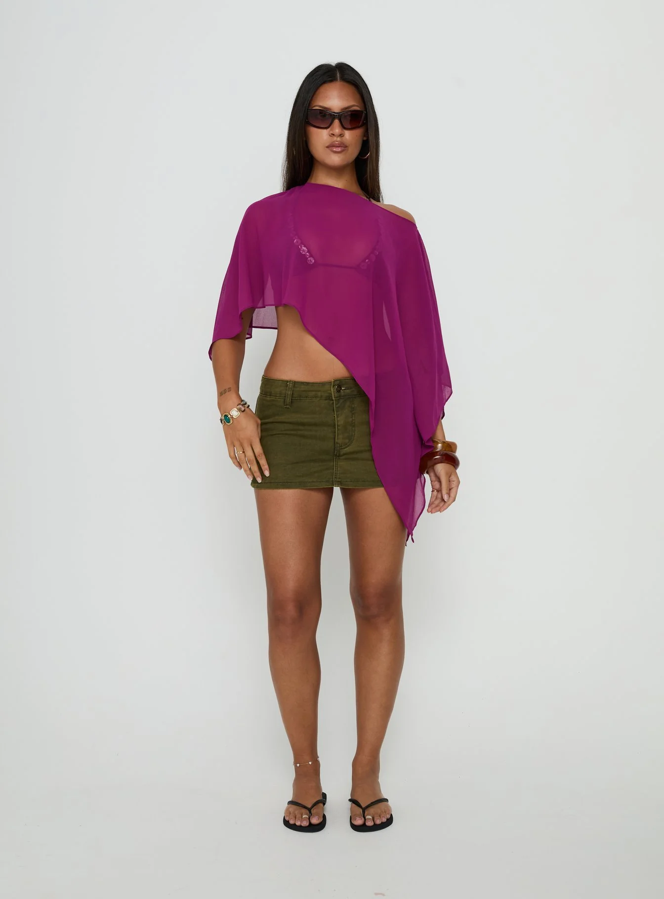 Mairelle Sheer Poncho Plum - Image 4
