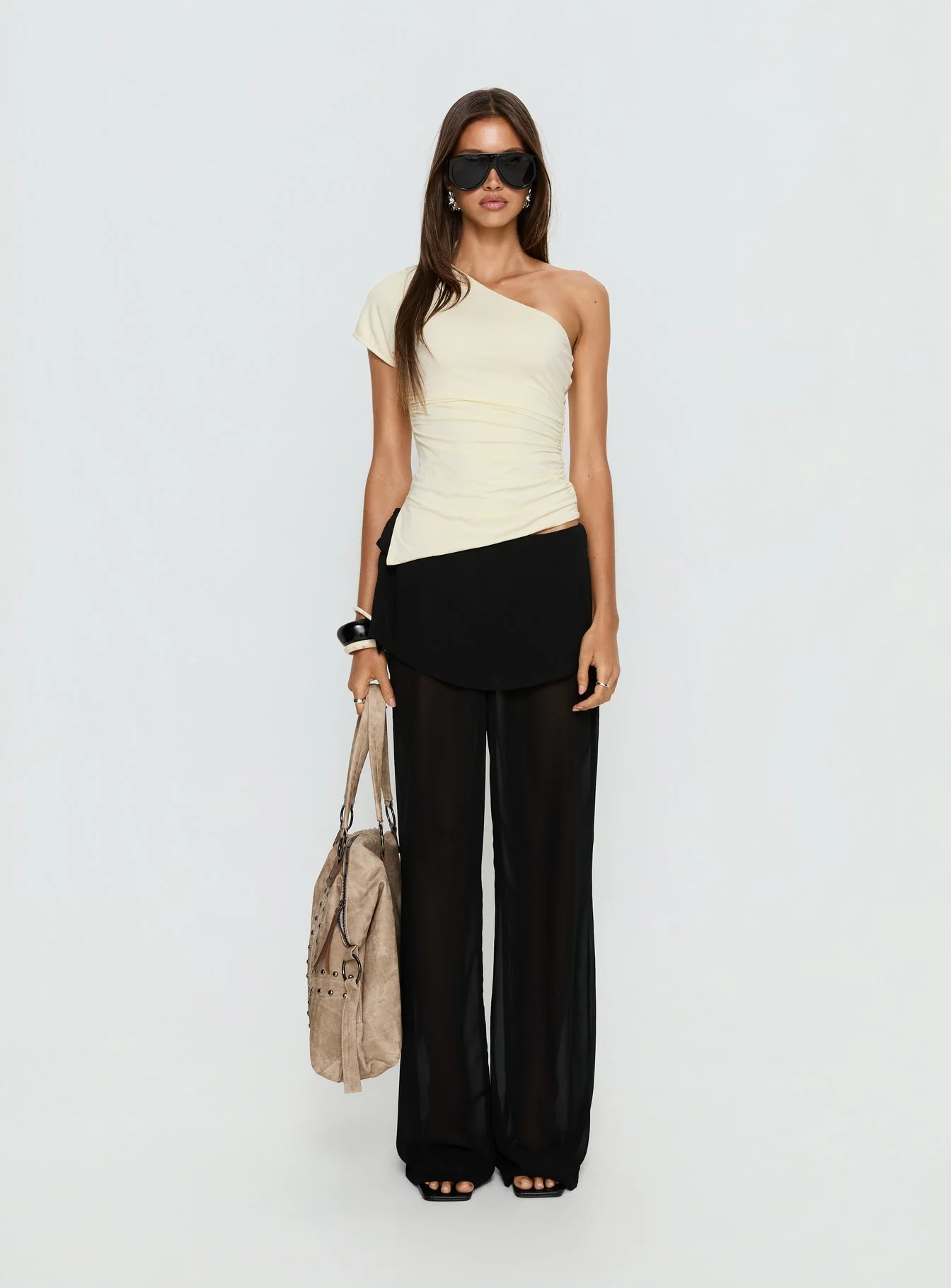 Majira One Shoulder Slouch Top Cream - Image 7