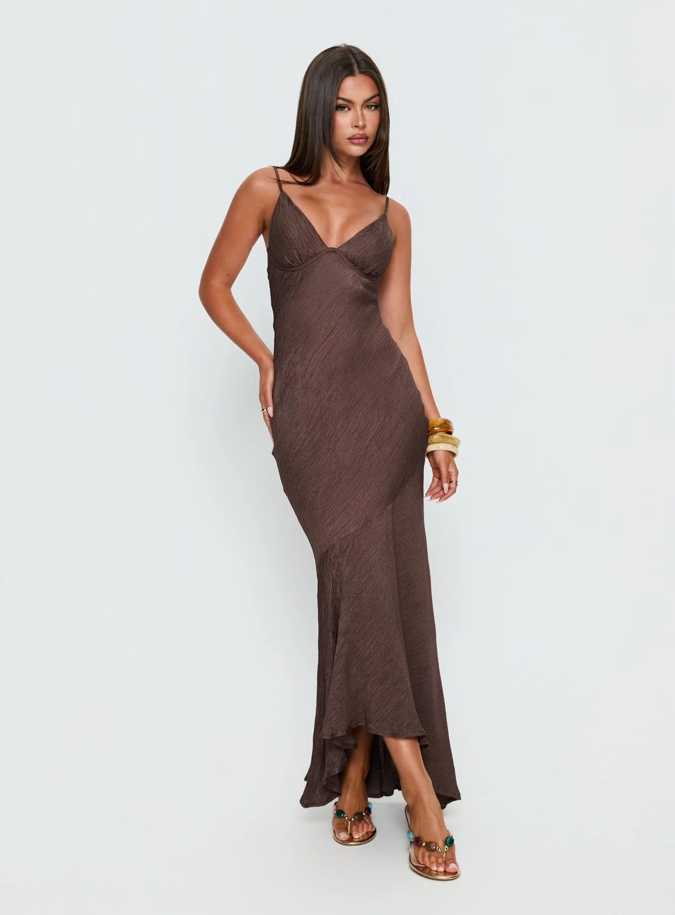 Makaia Balconette Maxi Dress Brown - Image 2