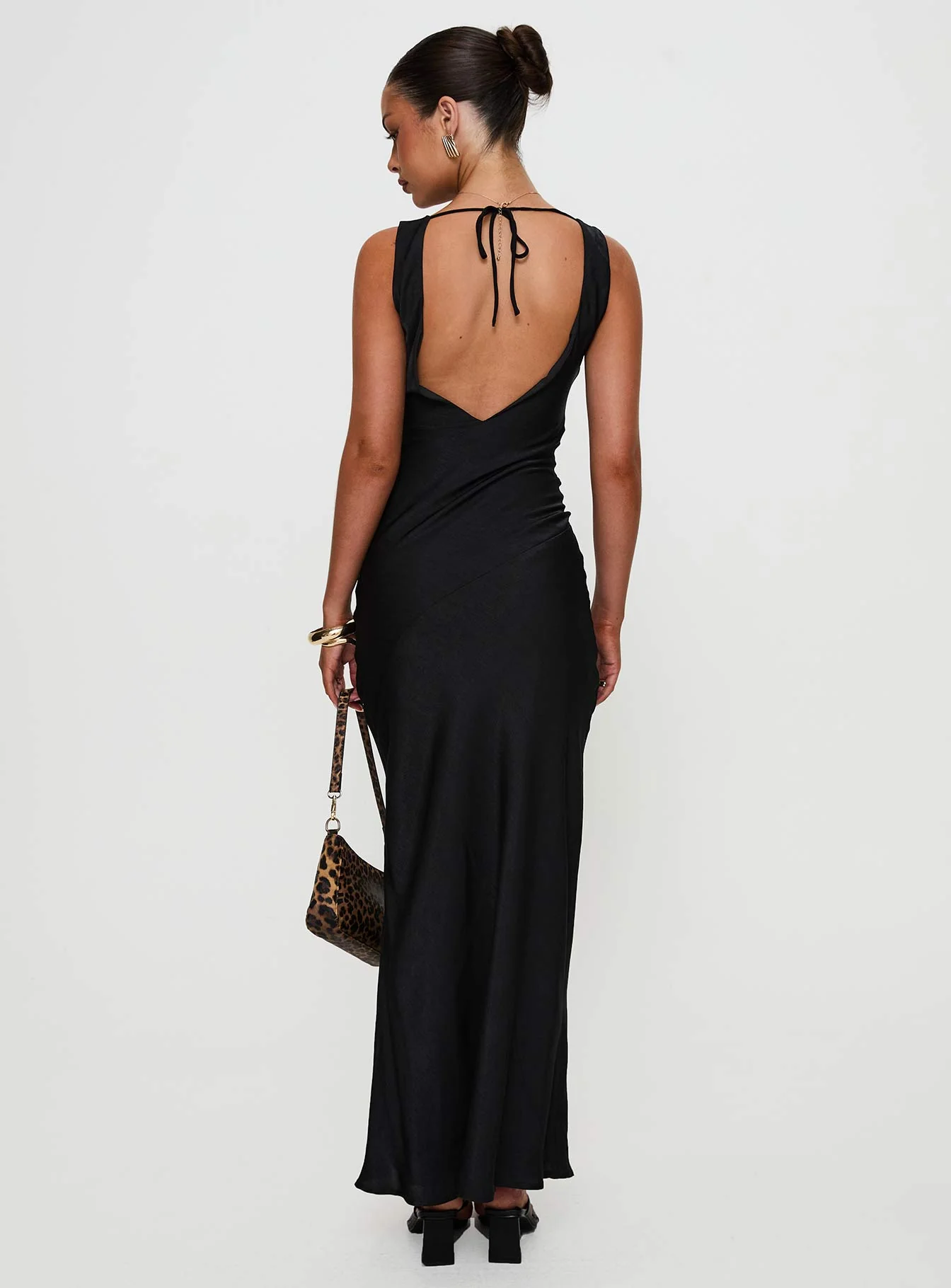Make Memories Cowl Neck Maxi Dress Black - Image 5