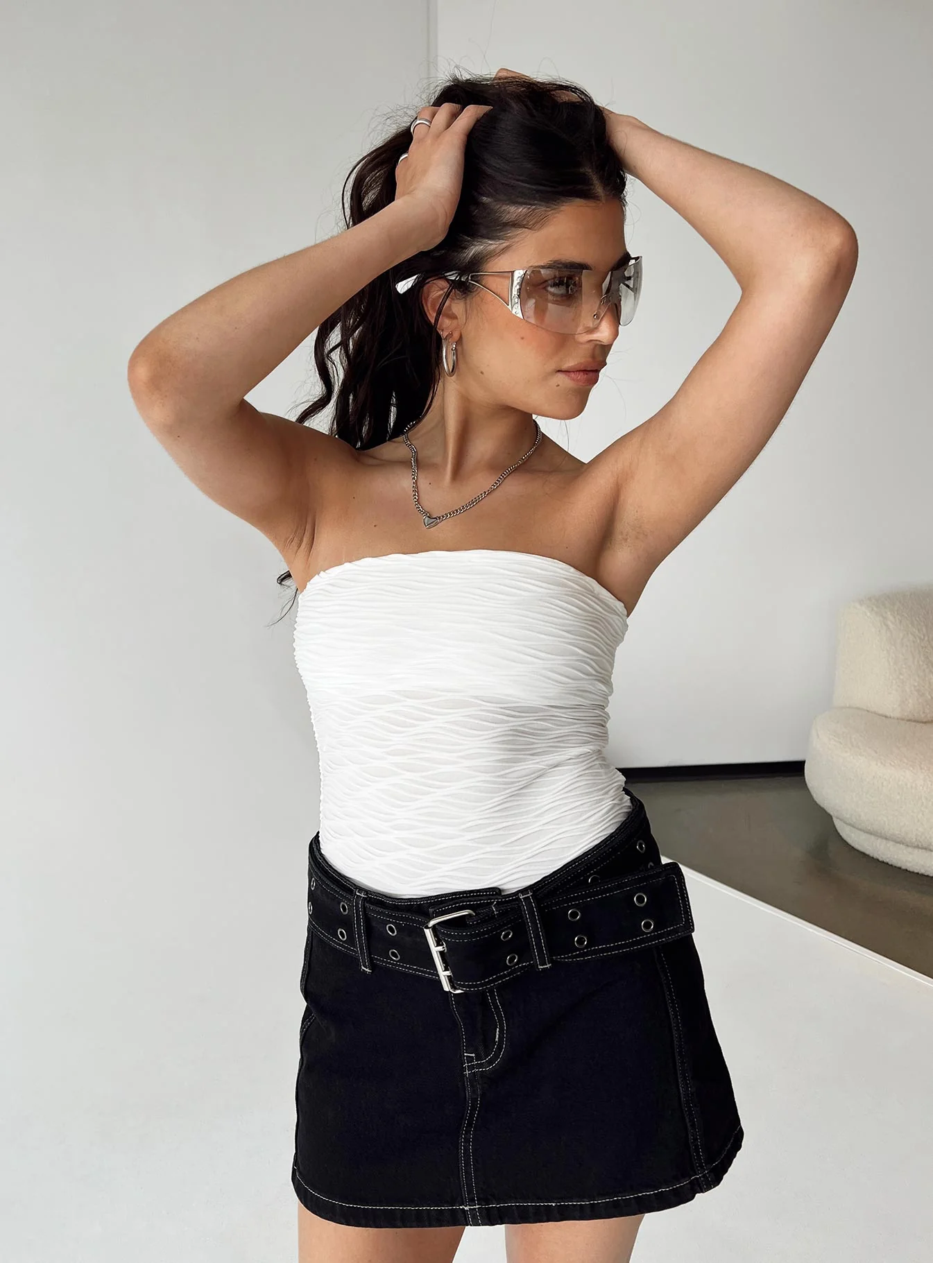 Makena Strapless Bodysuit White Petite - Image 6