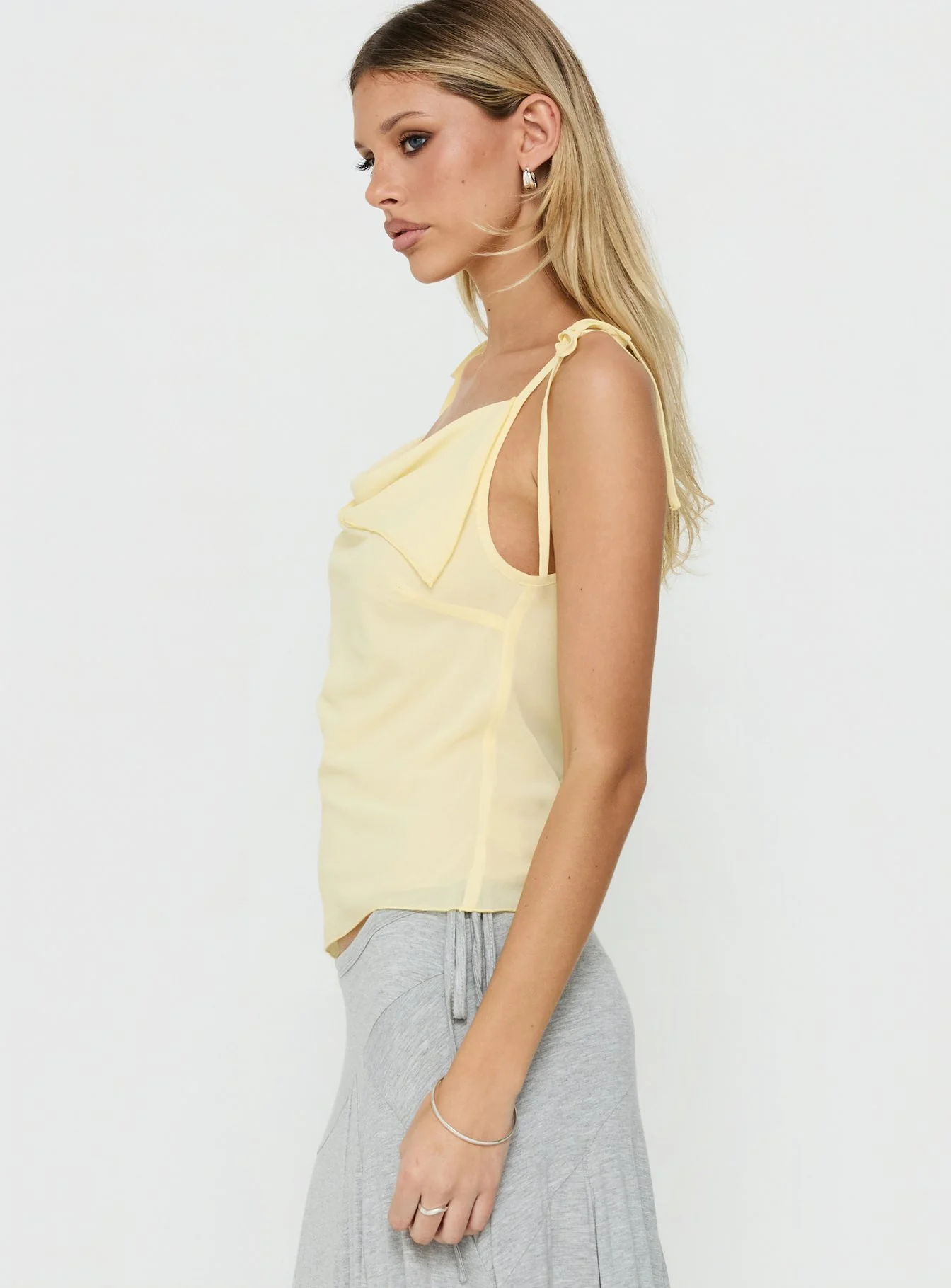Malkah Tie Sleeve Foldover Top Yellow - Image 3
