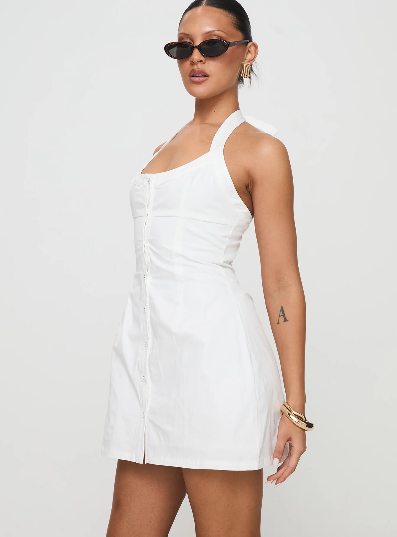 Mallorie Halter Mini Dress White - Image 4