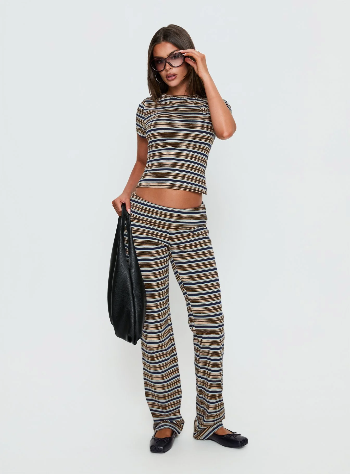 Manolo Short Sleeve Top Brown / Grey Stripe - Image 3